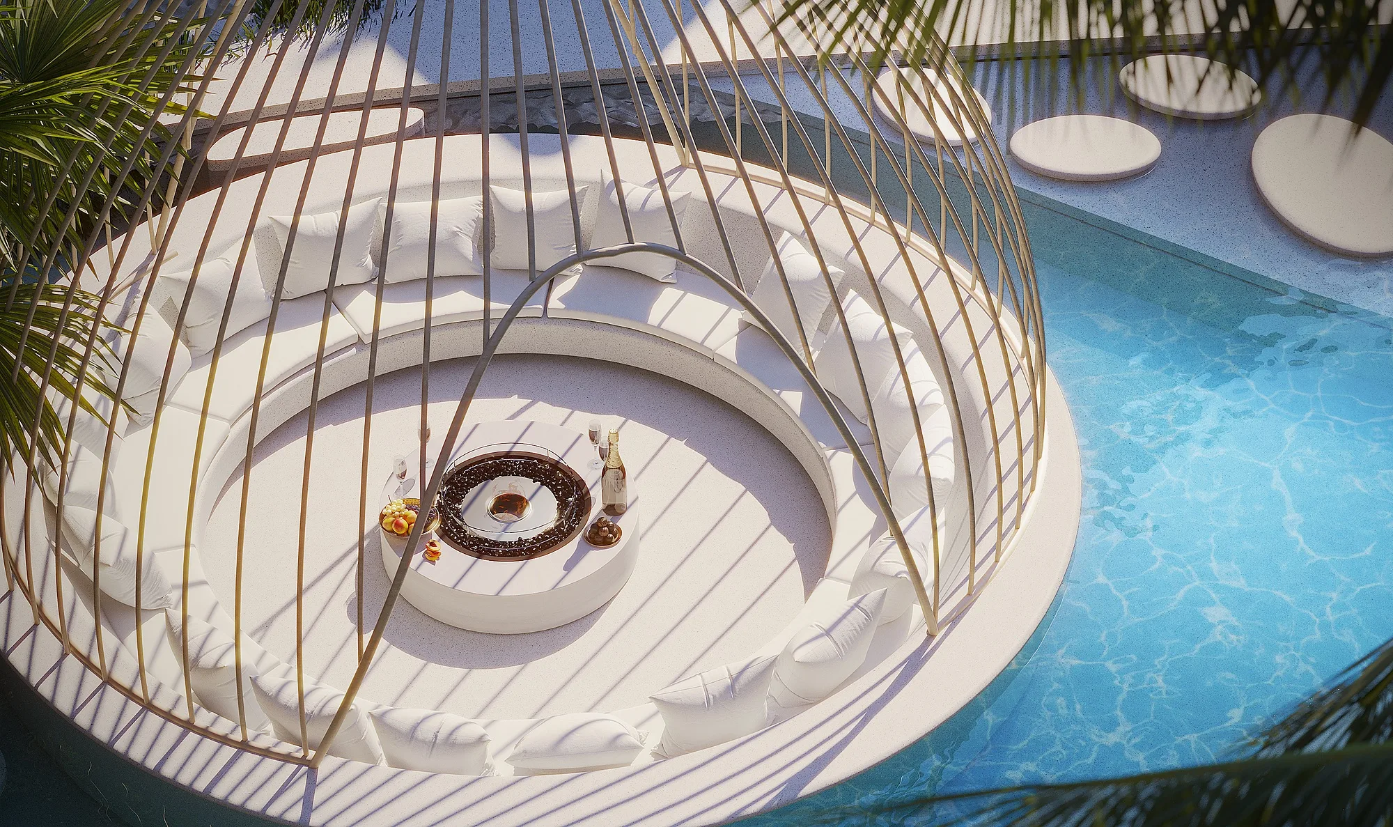 The pavilion over the water, from above
