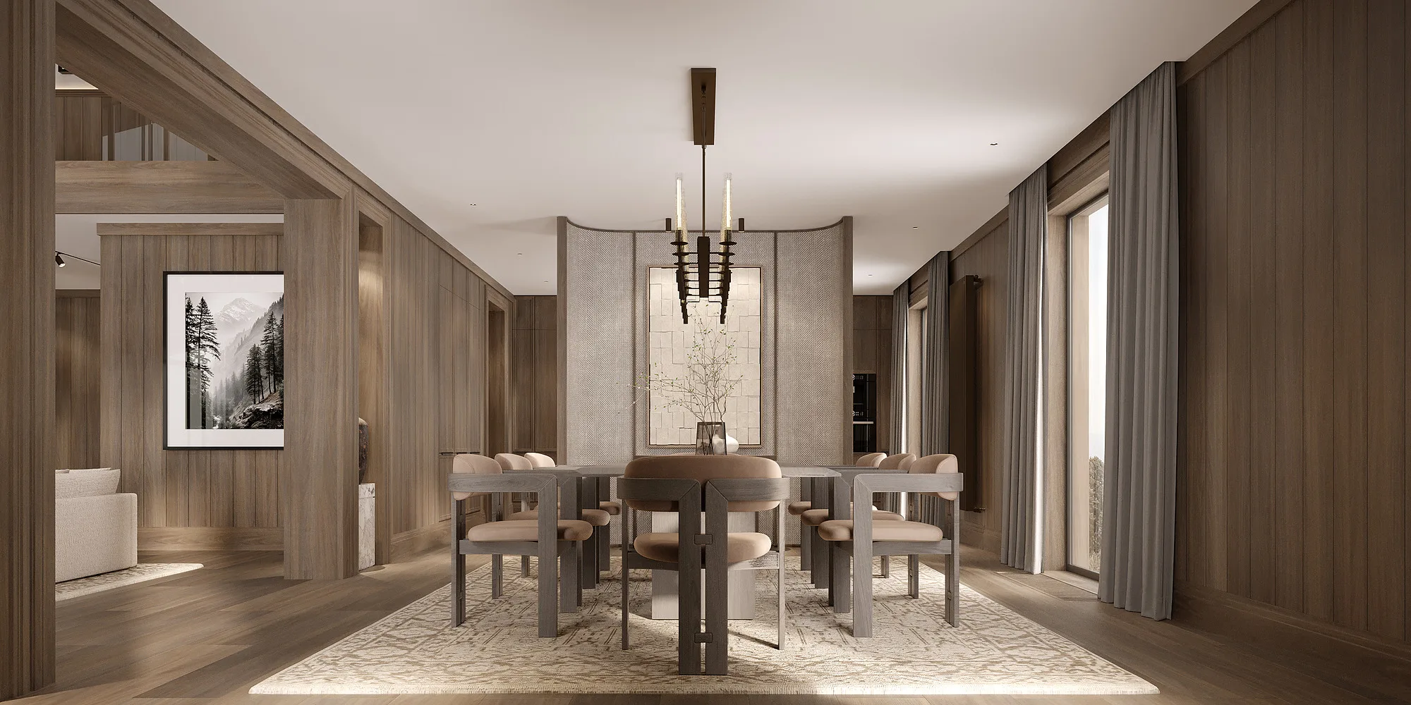 Amirsoy chalet render: dining room — SAD studio