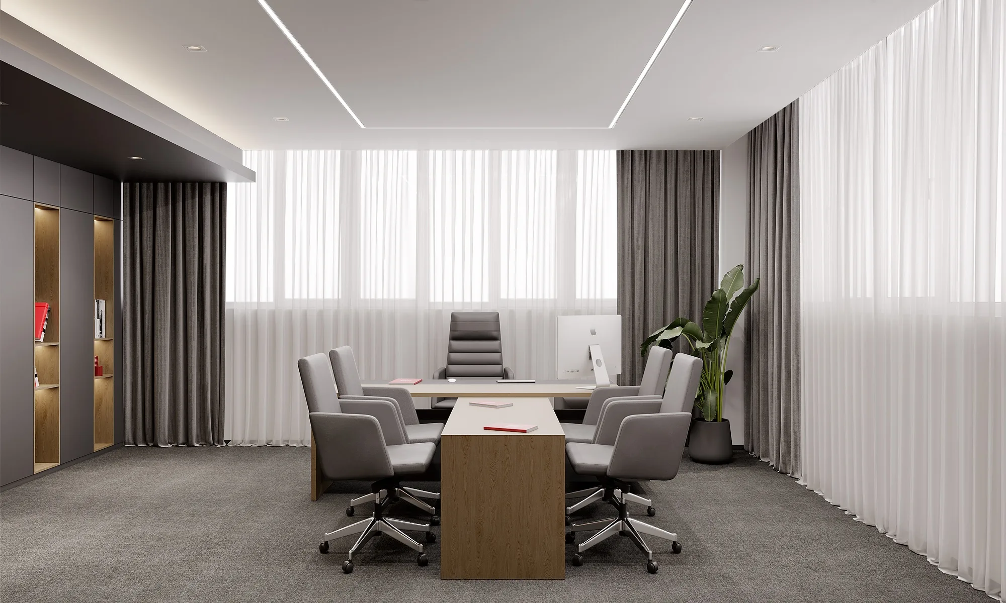 A meeting room with daylight from the window