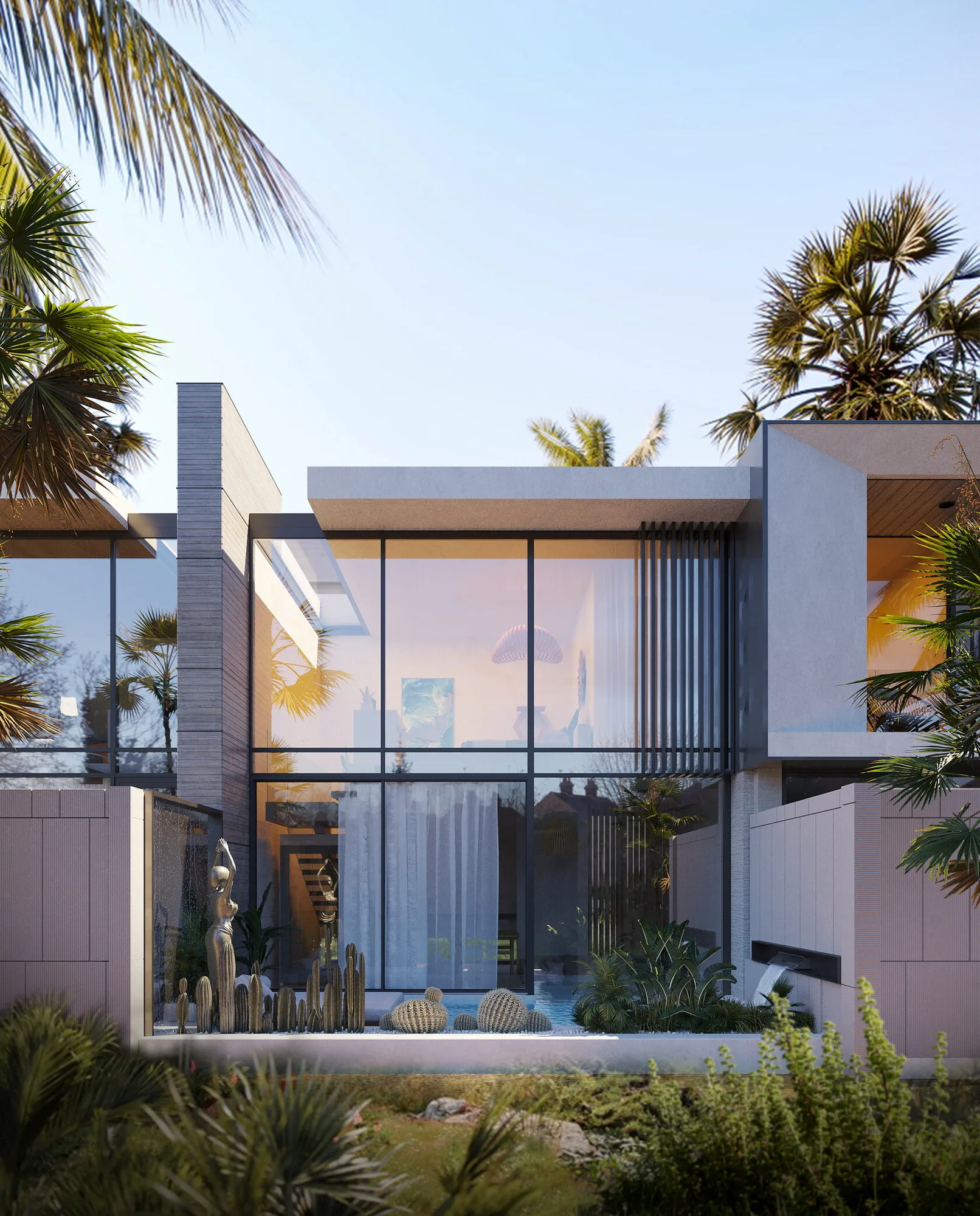 Berawa Villas and Apartments in Bali: a one-bedroom villa in the evening — SAD studio