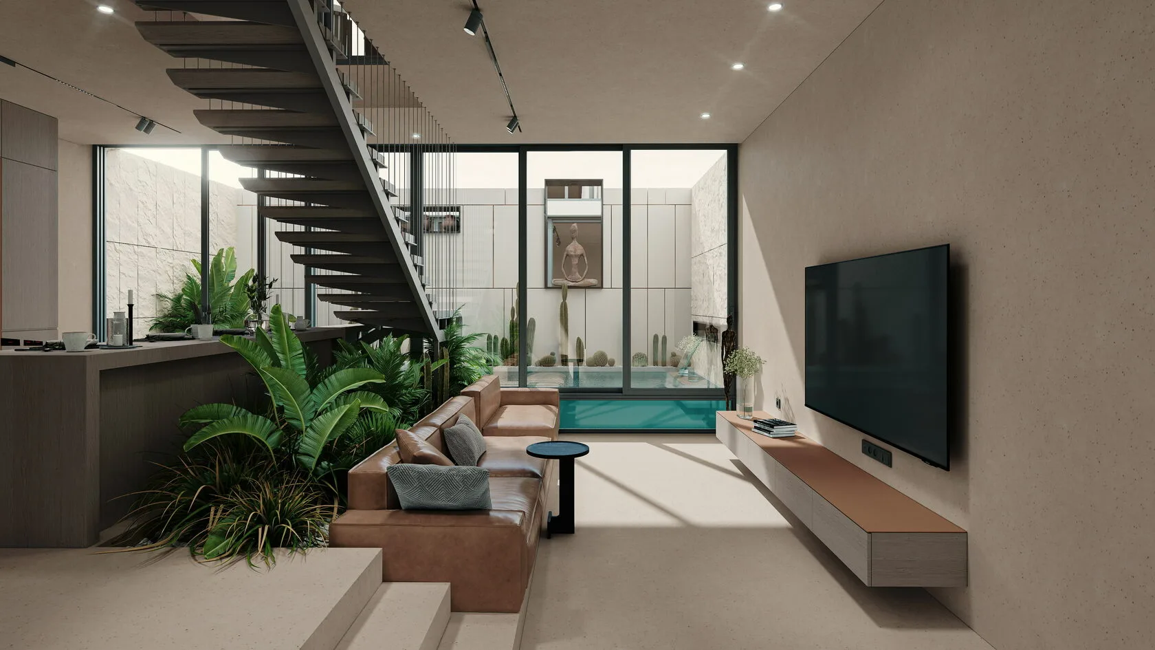 Berawa Villas and Apartments in Bali: the living room looking onto the courtyard — SAD studio