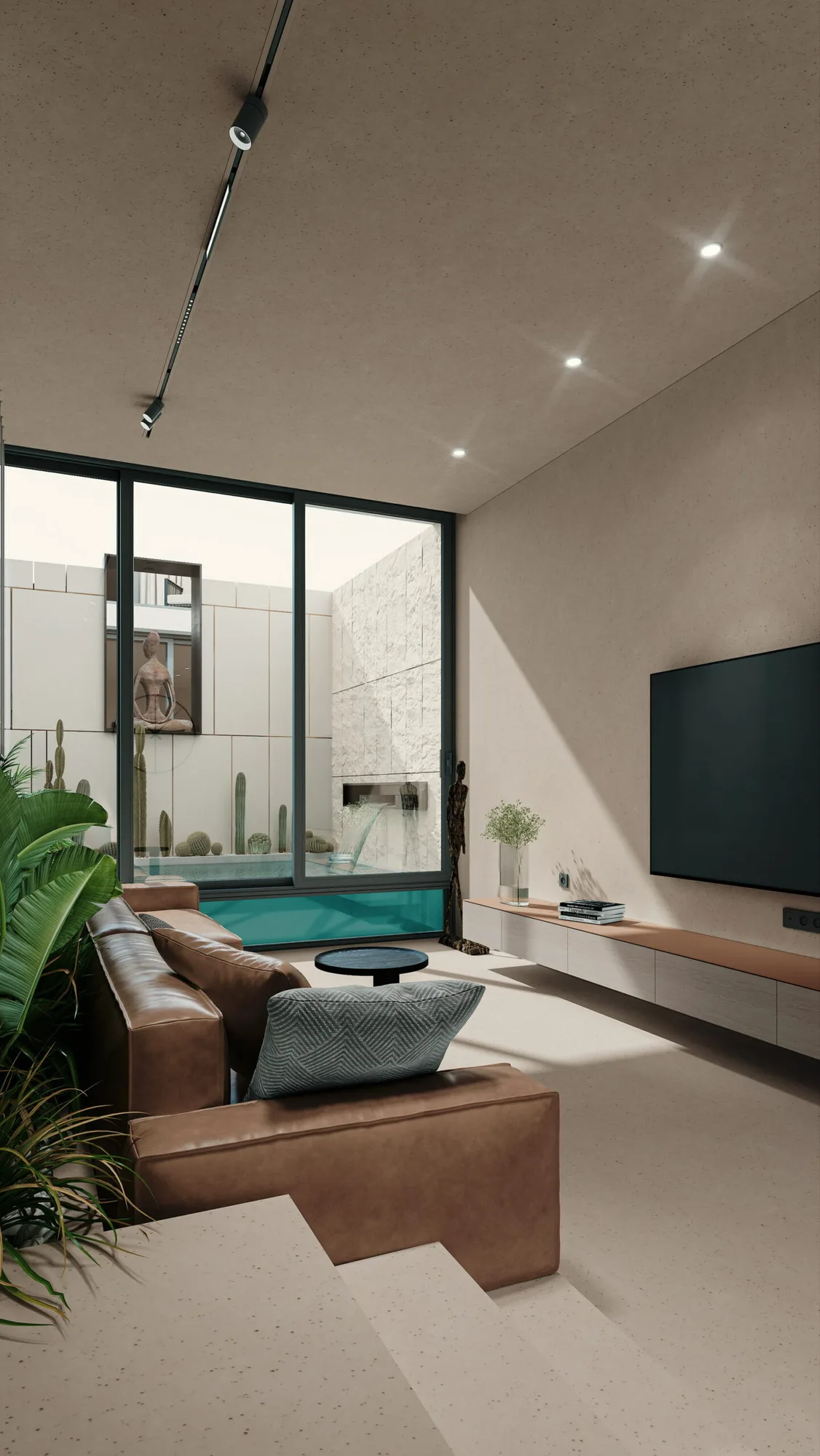 Berawa Villas and Apartments in Bali: the living room opening to the pool — SAD studio