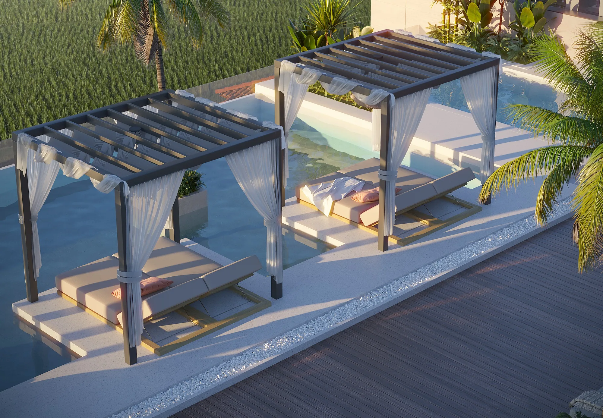 Cabanas by the rooftop pool