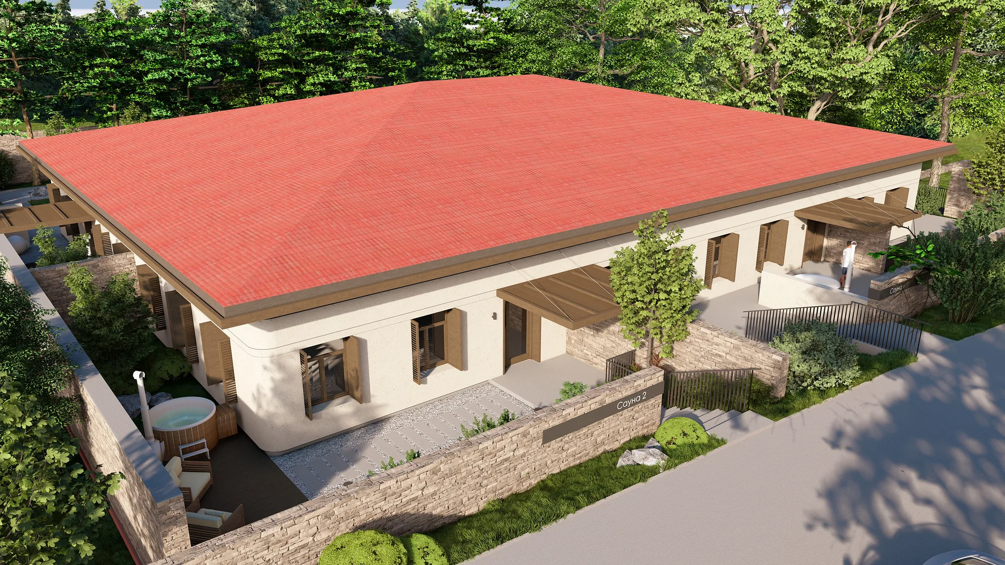 Charos Eco SPA render: top view — SAD studio