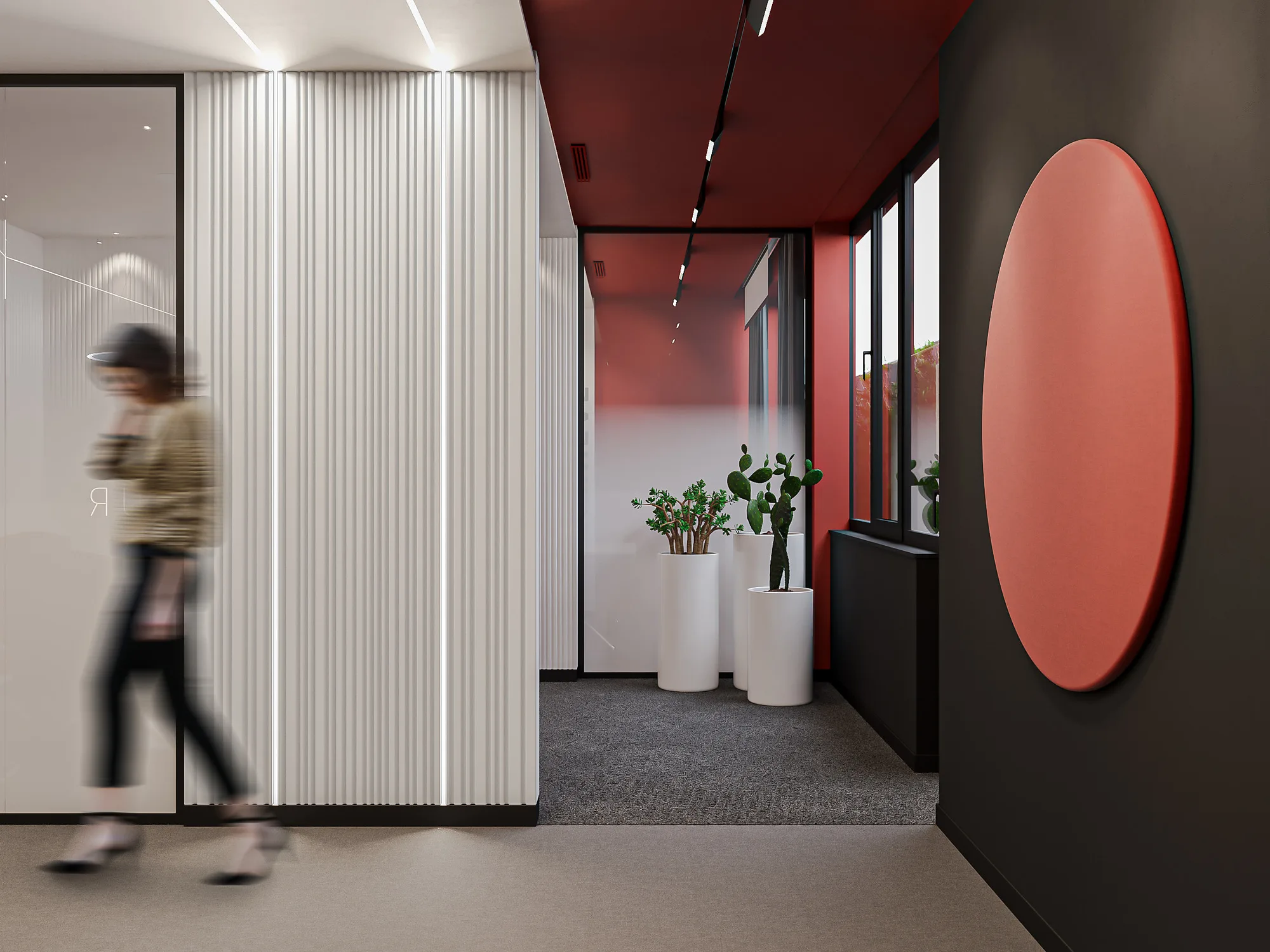 Rendering of the office entrance area