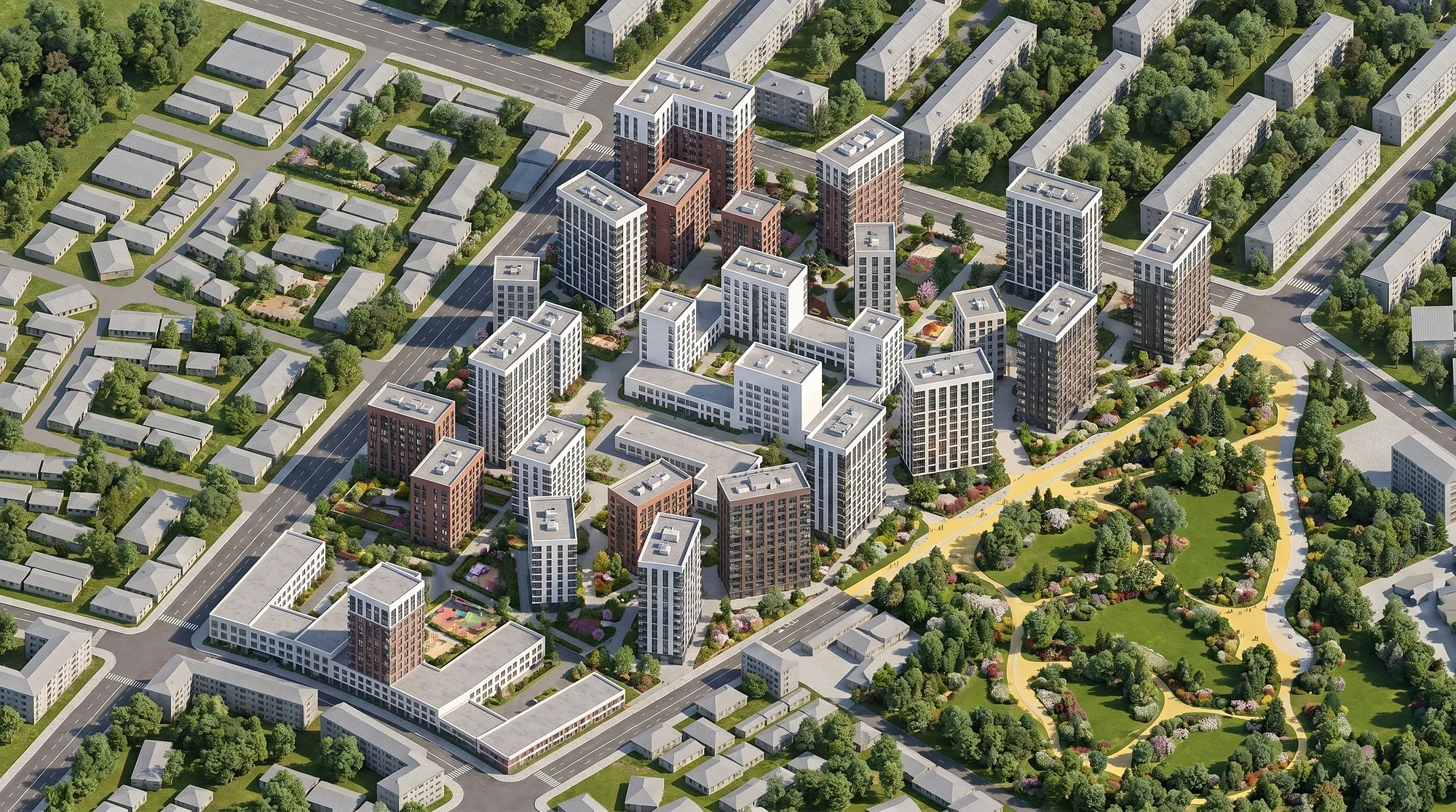 The quarter from above: the arrangement of blocks and the network of courtyards
