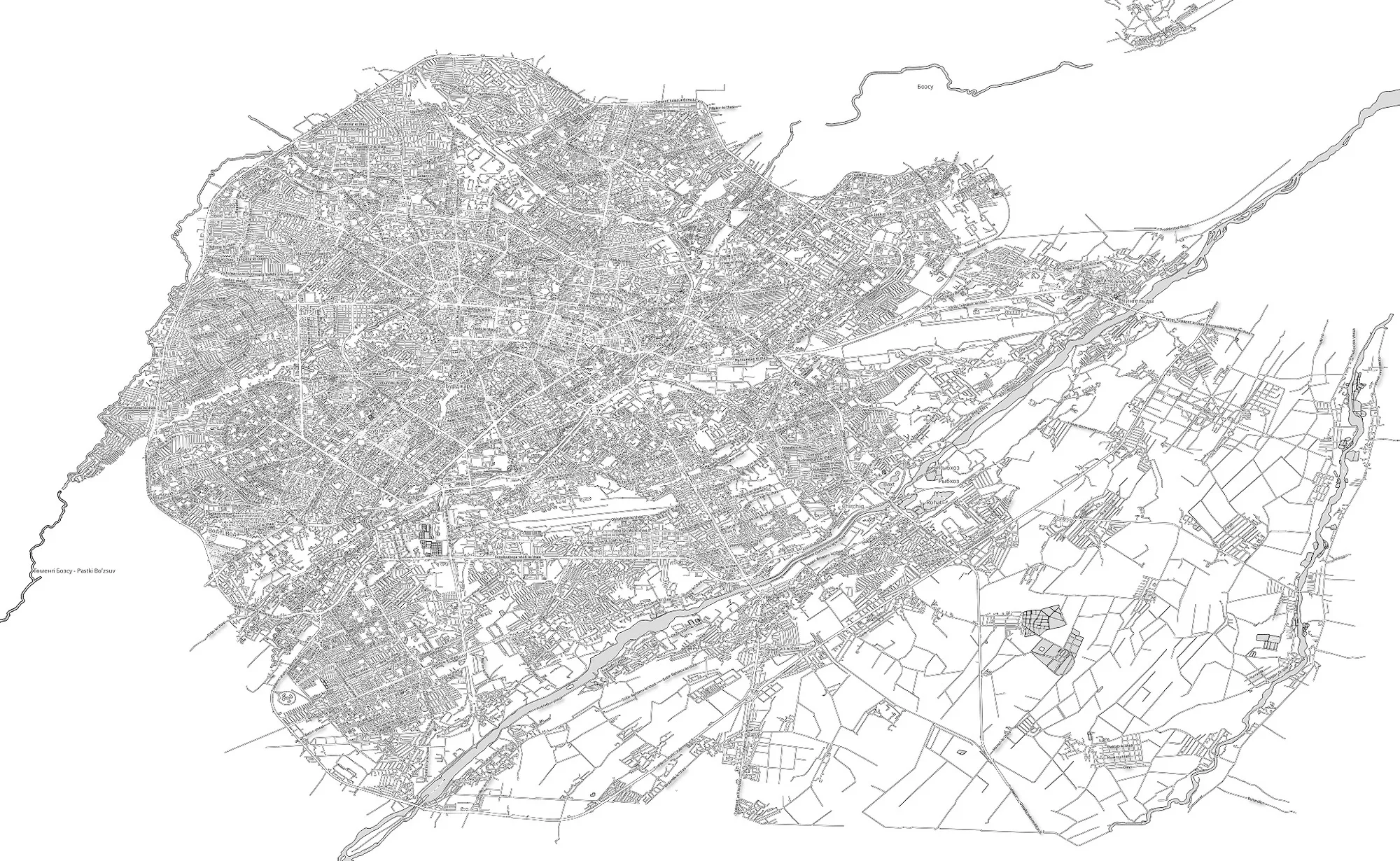 City diagram: where the mahalla sits in the structure of Tashkent
