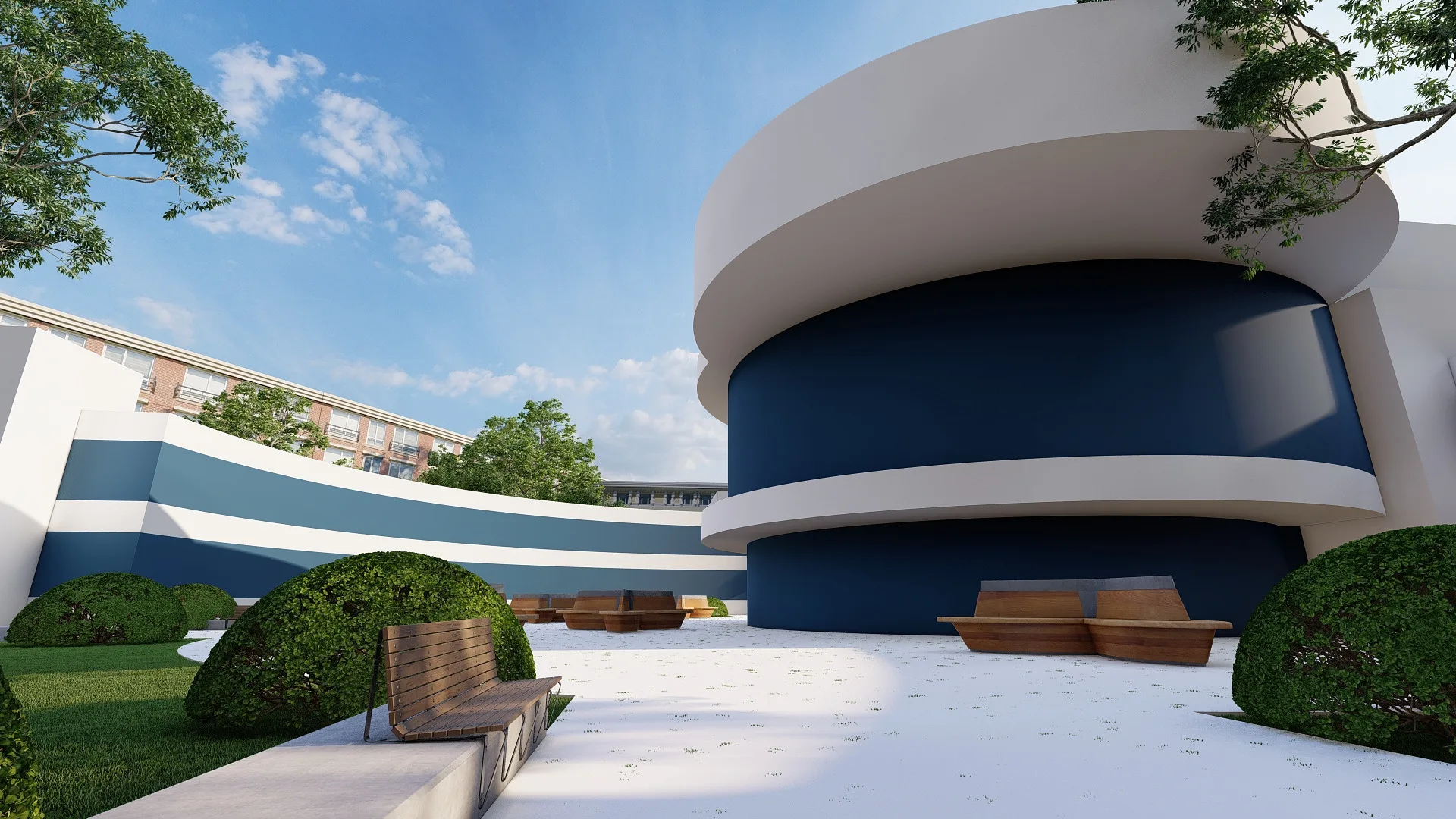 Geofizika quarter render: school entrance — SAD studio