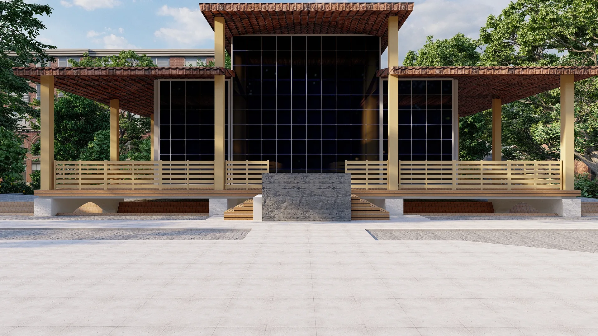 Geofizika quarter render: restaurant terrace — SAD studio