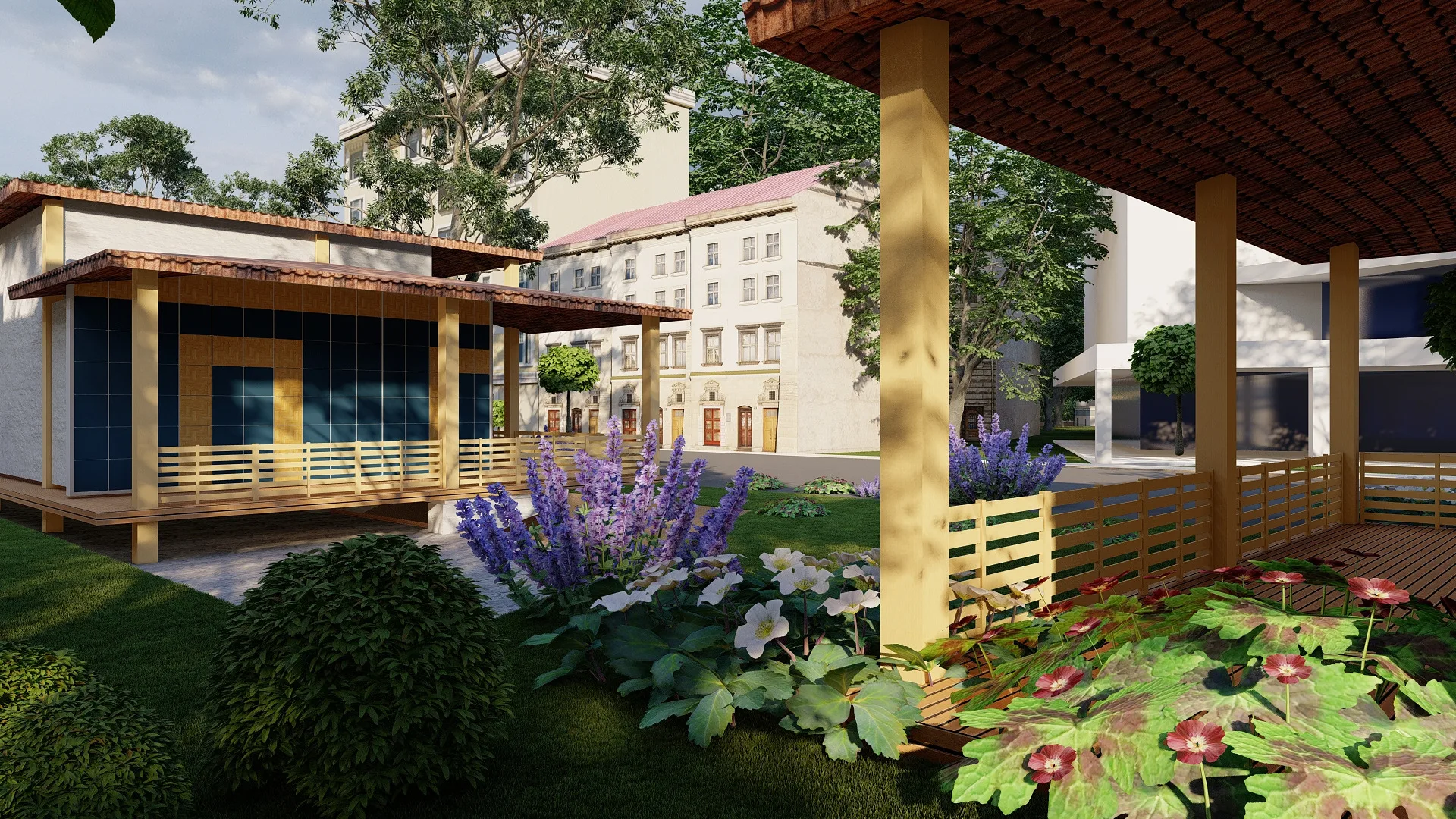 Geofizika quarter render: restaurant in the garden — SAD studio