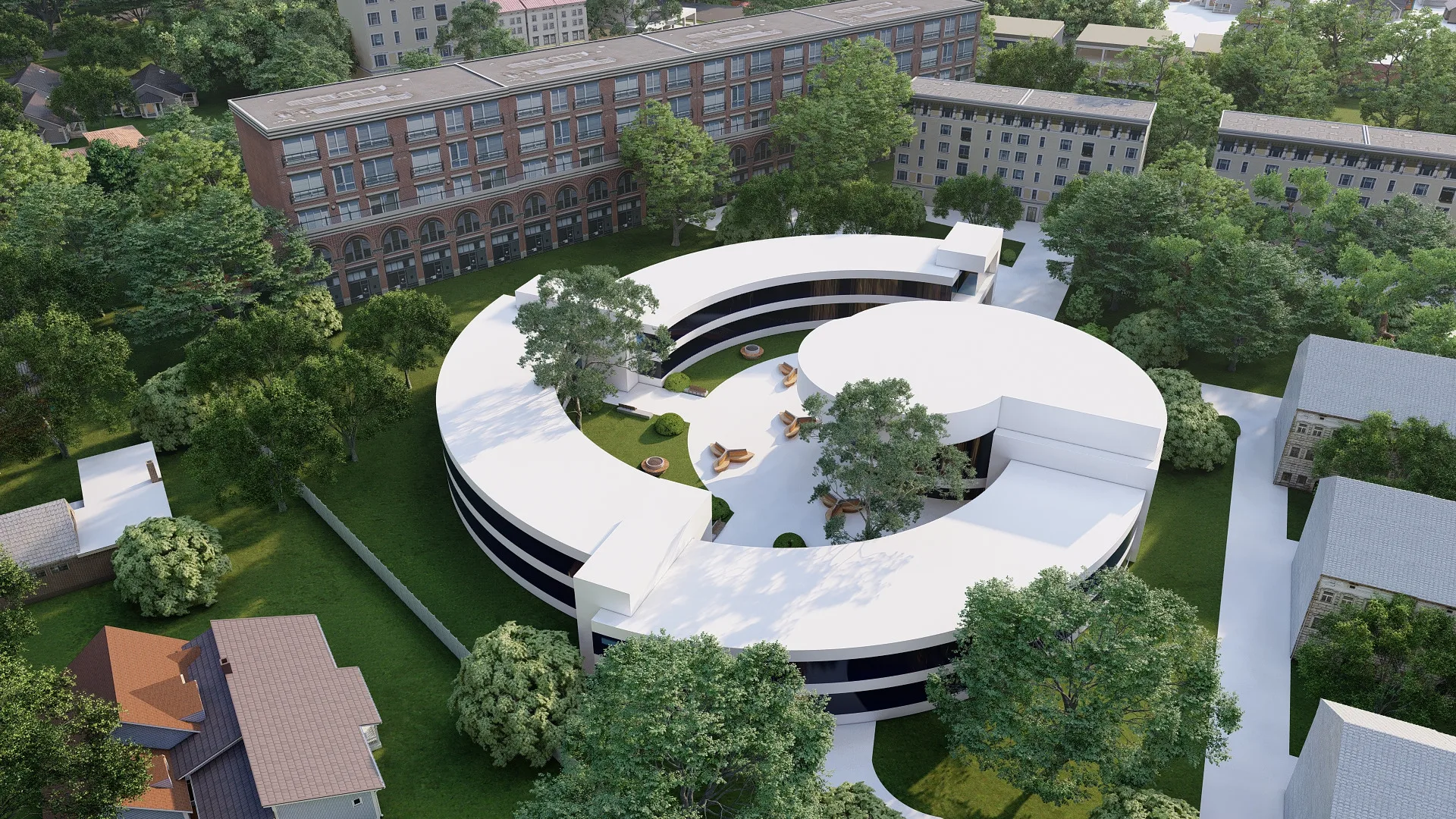Geofizika quarter render: the quarter from above — SAD studio