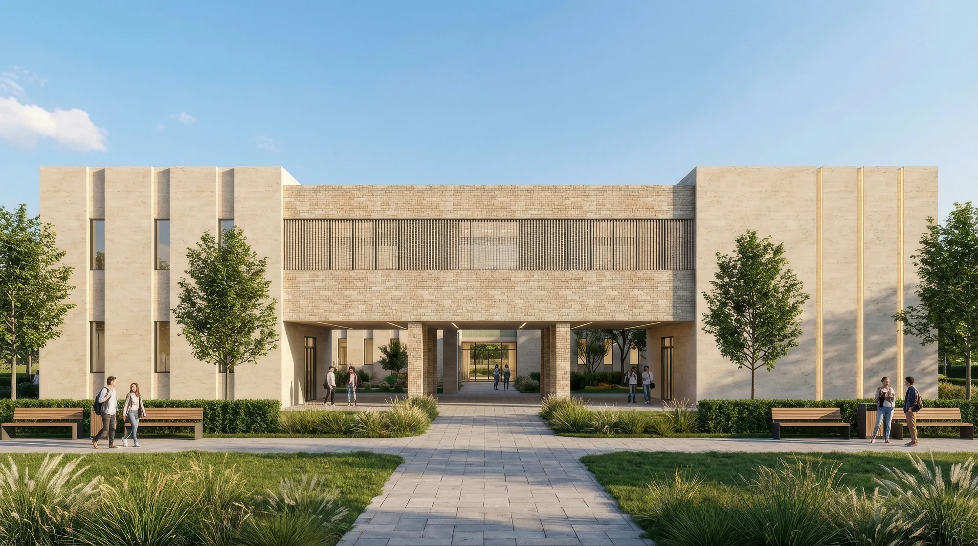 Rendering of the Gulbuloq mahalla: the mahalla centre seen from the alley — SAD studio