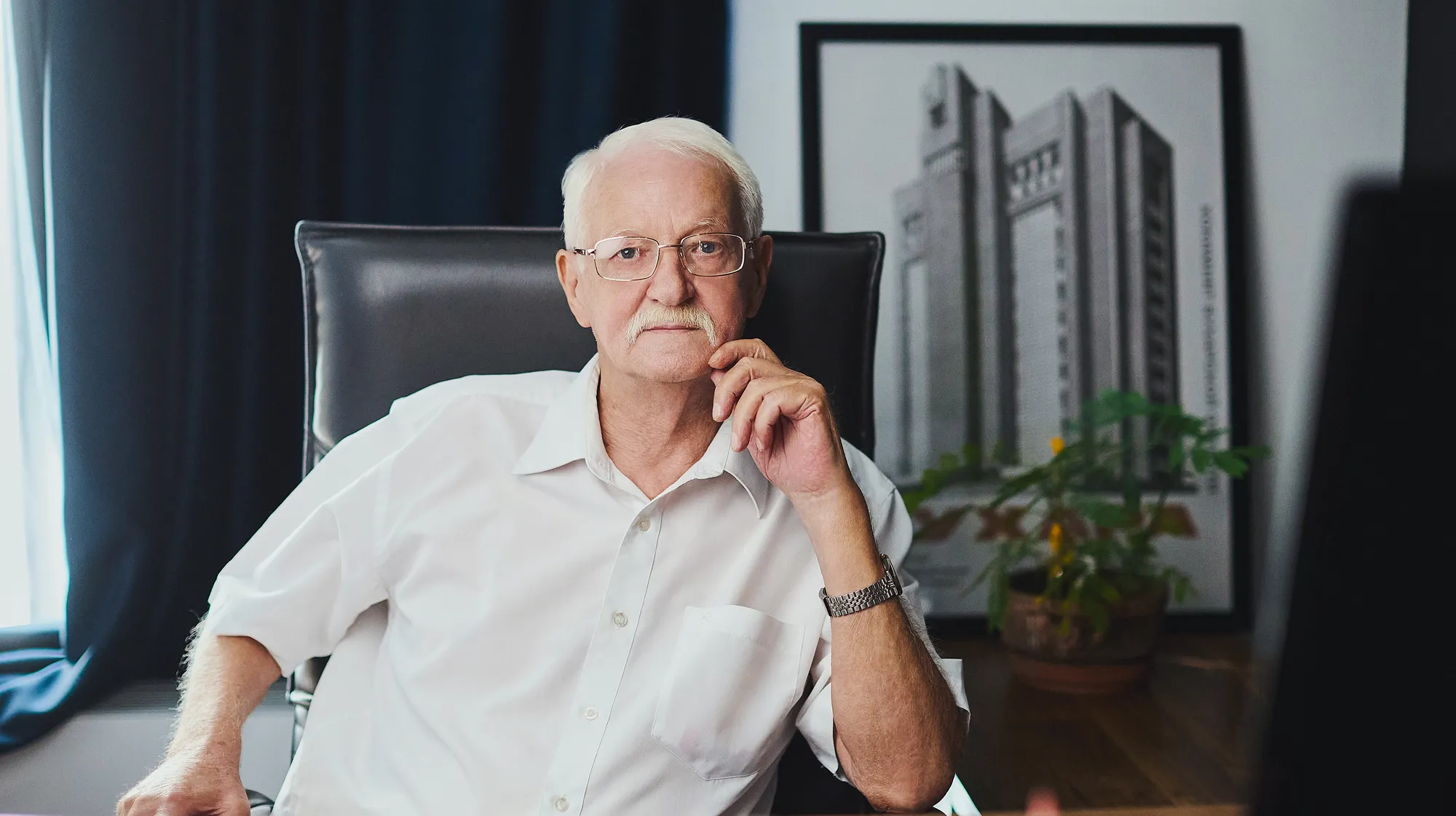 Alexander Kuranov, chief architect and co-founder of SAD, at his desk in the office