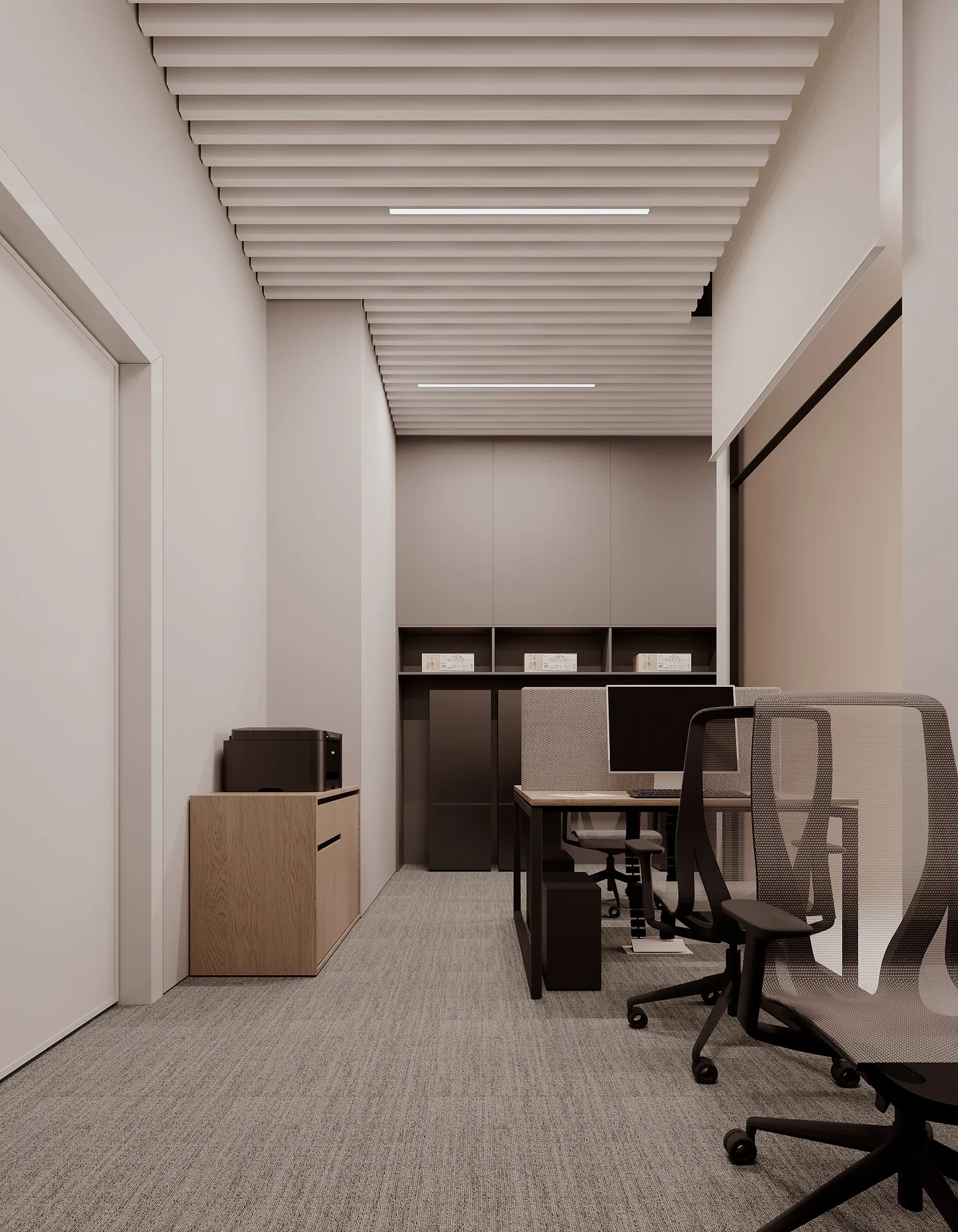Staff workplaces in the back-office zone