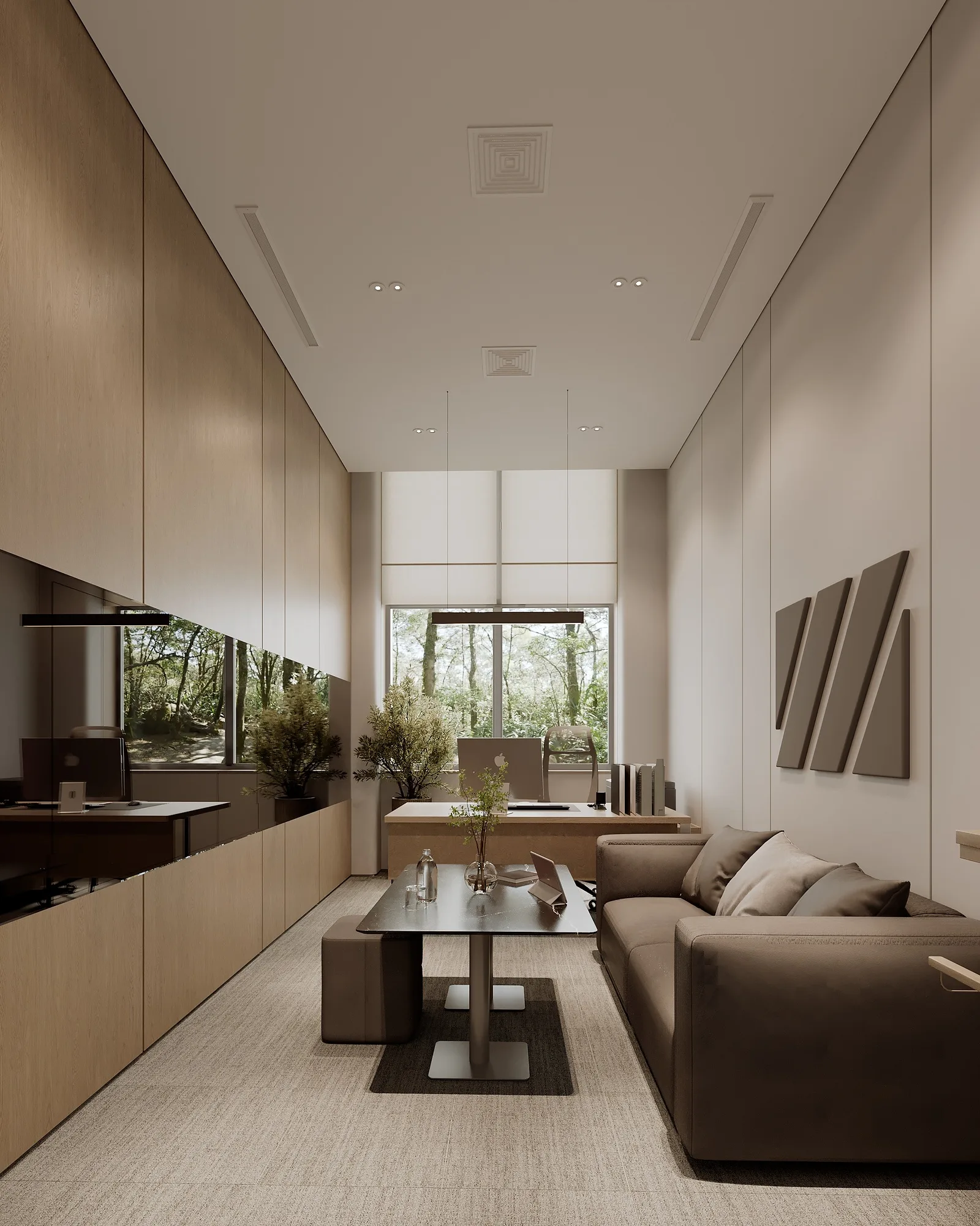 The meeting area of the Kapitalbank digital office: sofas and a panoramic window
