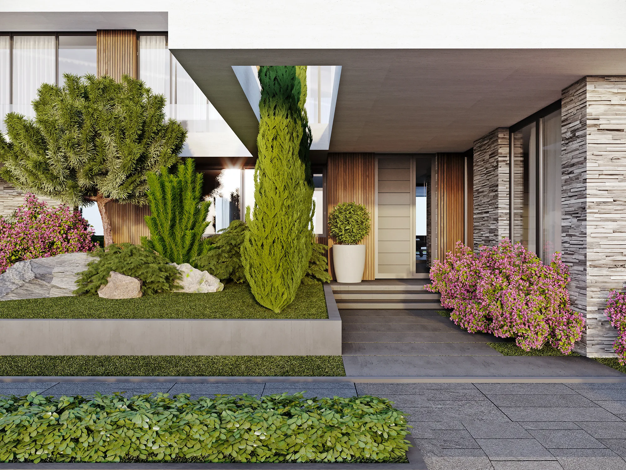 Rendering of the covered entrance to House 4