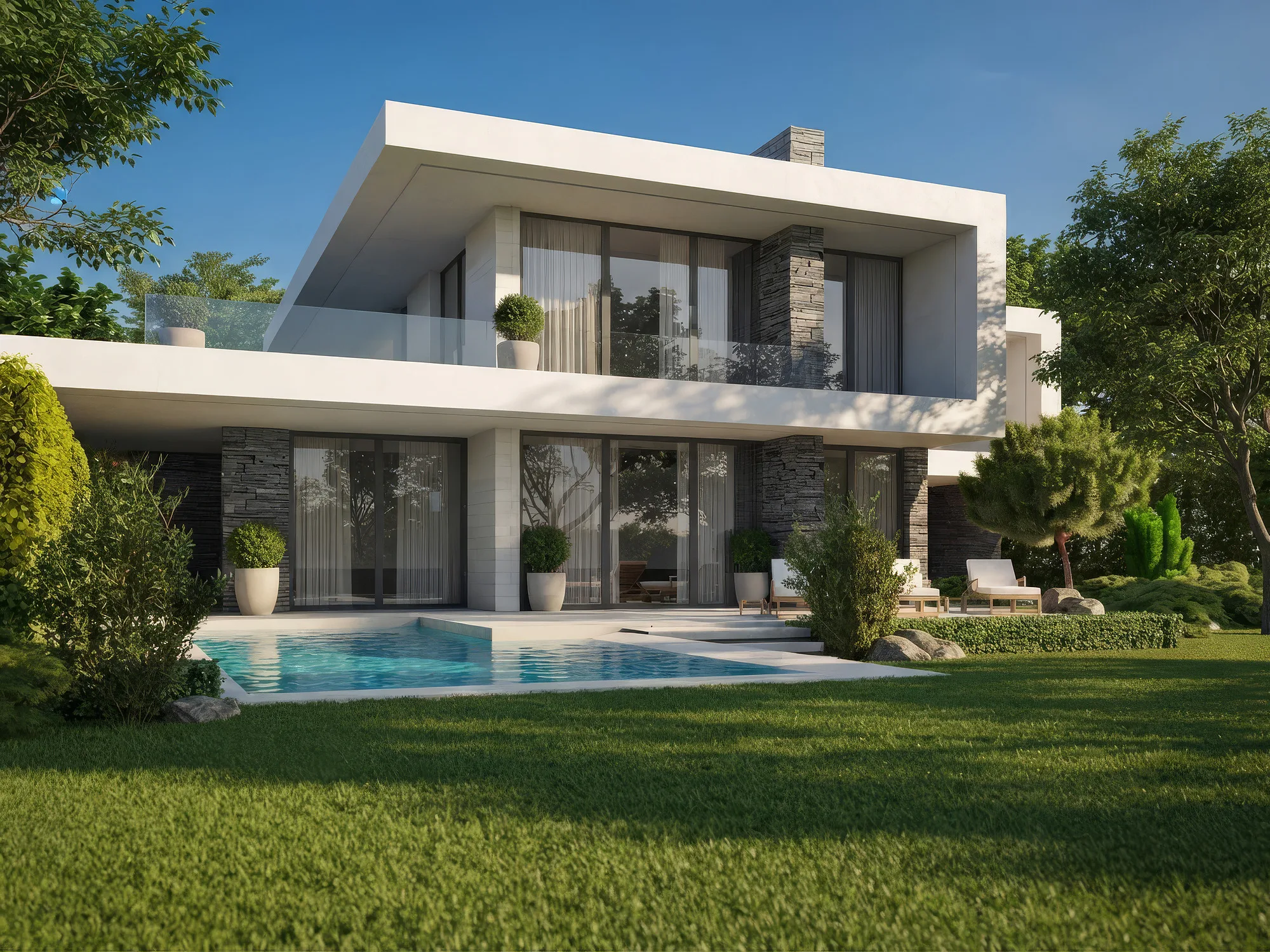 Rendering of the House 2 garden with the pool