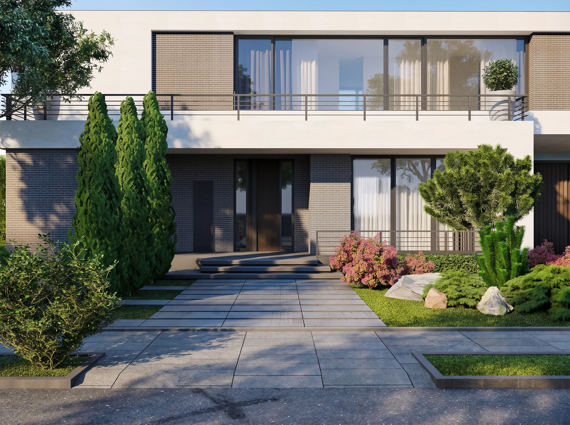 Rendering of the path to the entrance of House 7