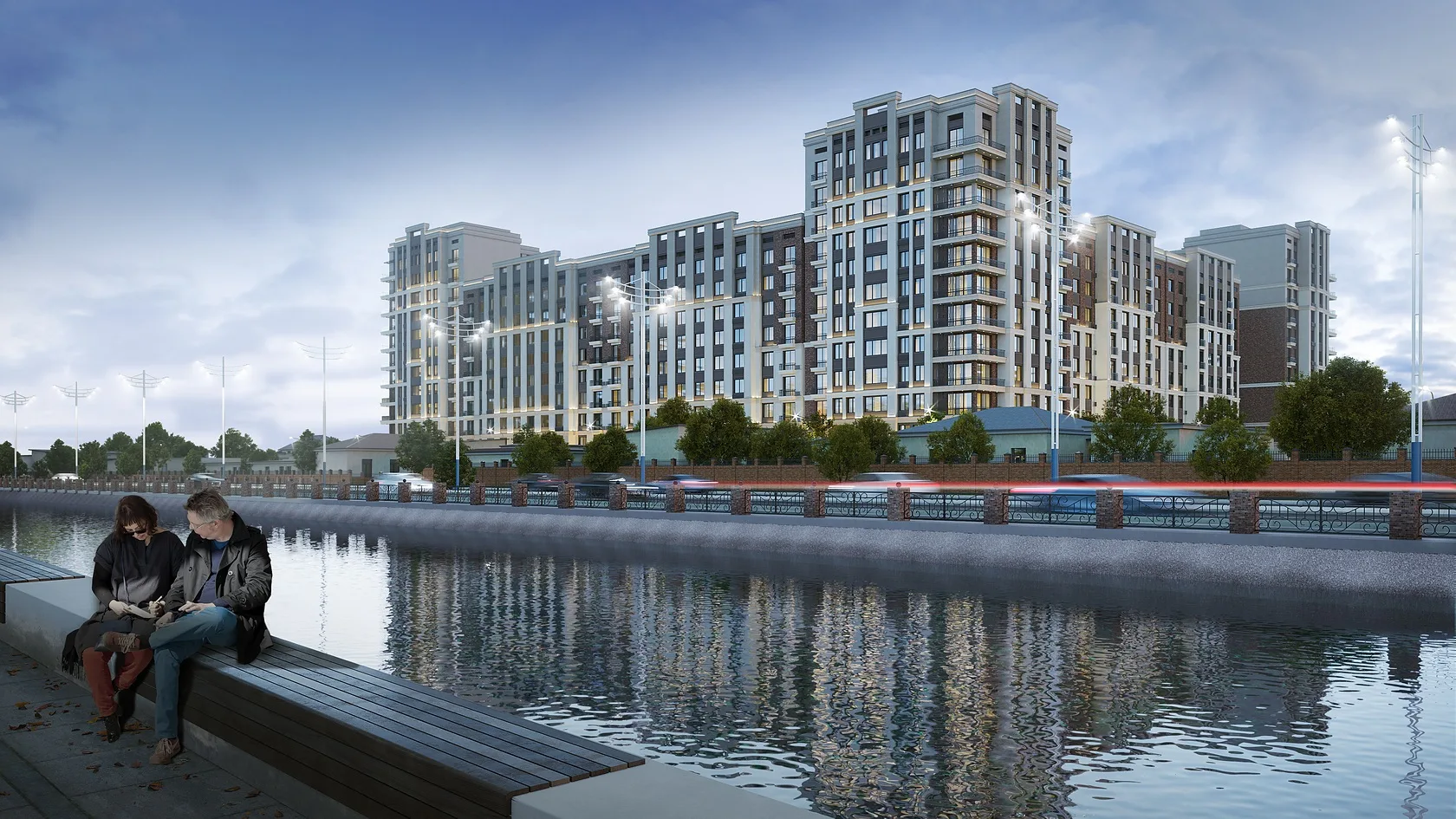 Koh Ota residential complex in Tashkent, seen from the canal embankment