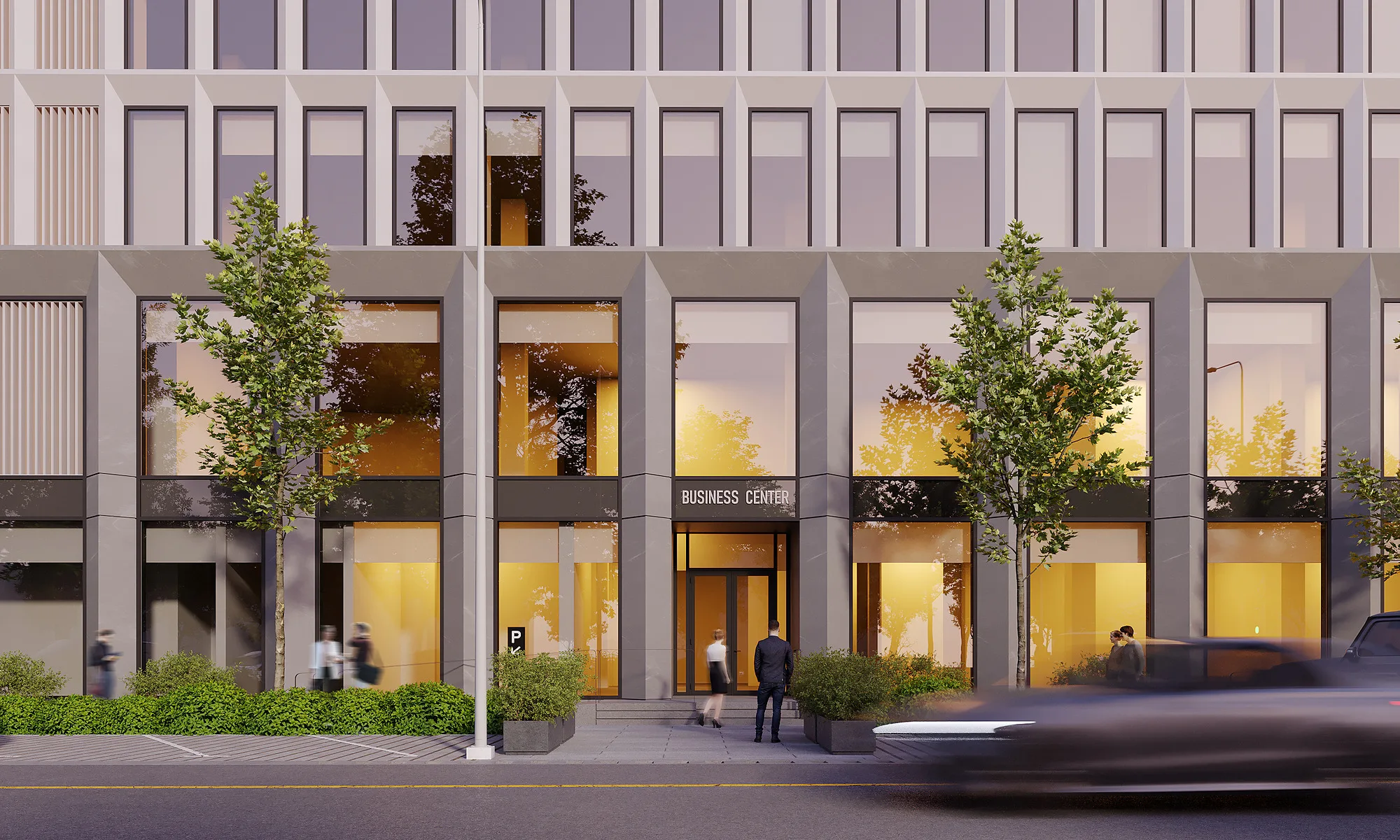Labzak business centre render: ground-floor shopfronts — SAD studio