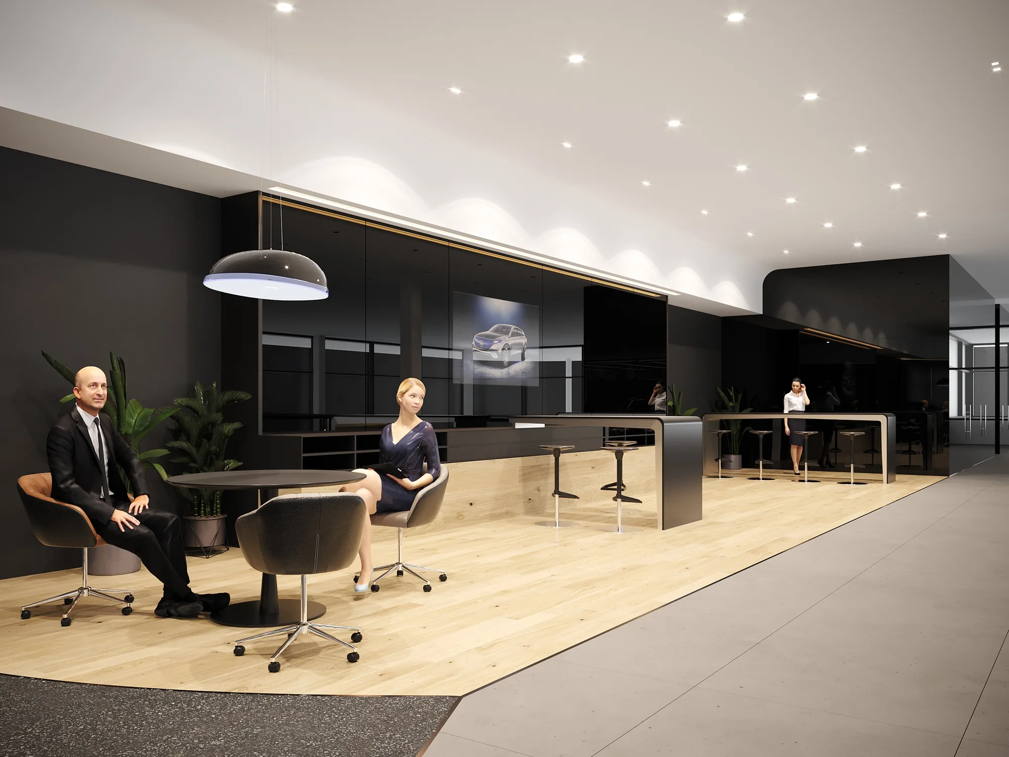The advisers' workplaces along the hall