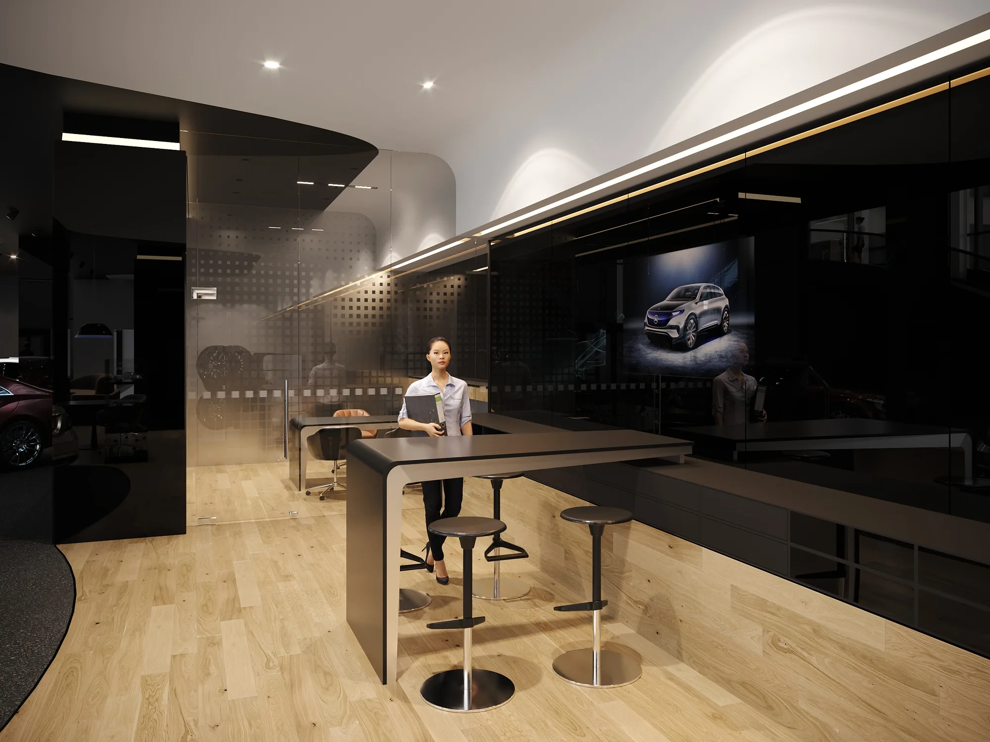The bar counter in the waiting area