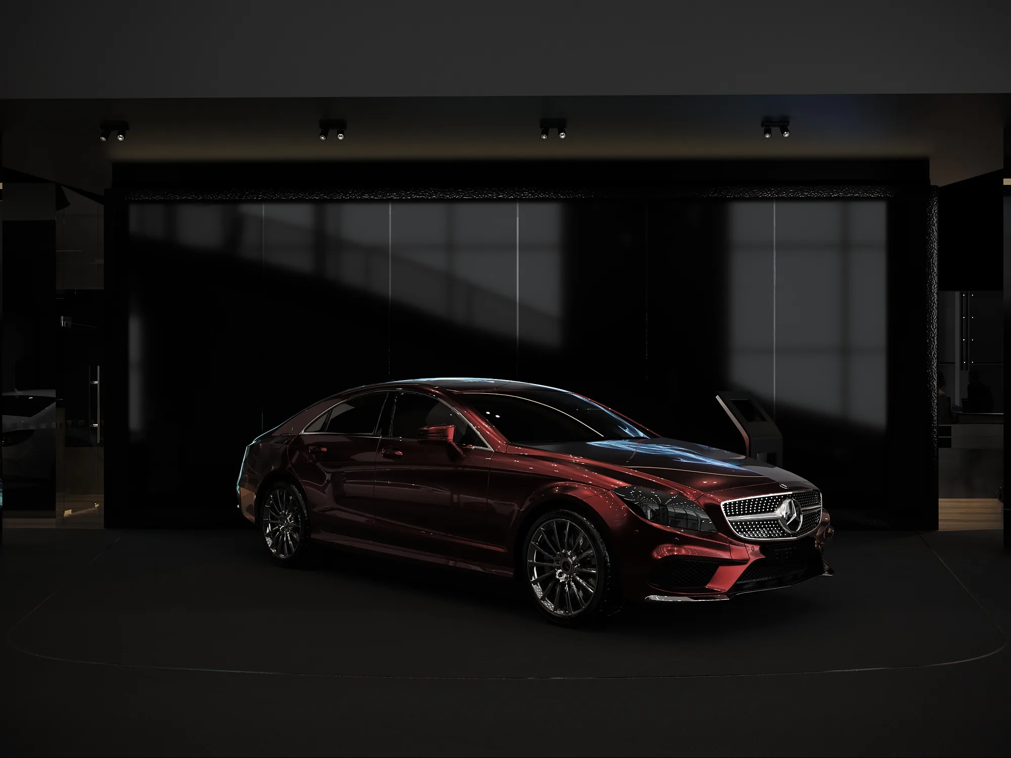 The coffee point and waiting area at the Mercedes-Benz dealership