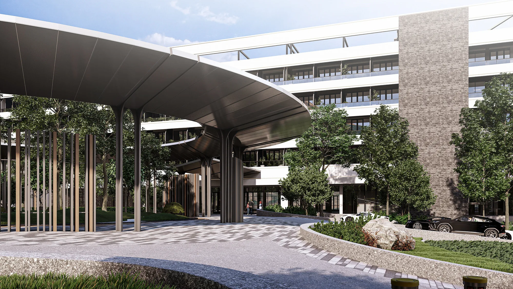 The canopy over the main entrance