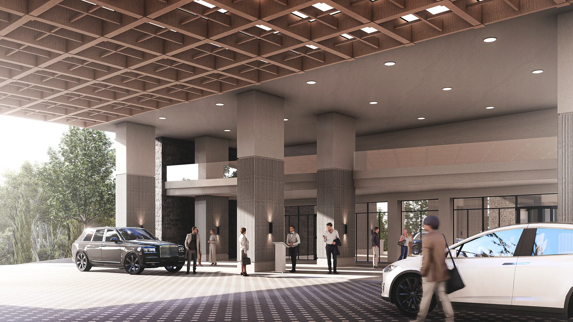 The drop-off under the entrance canopy