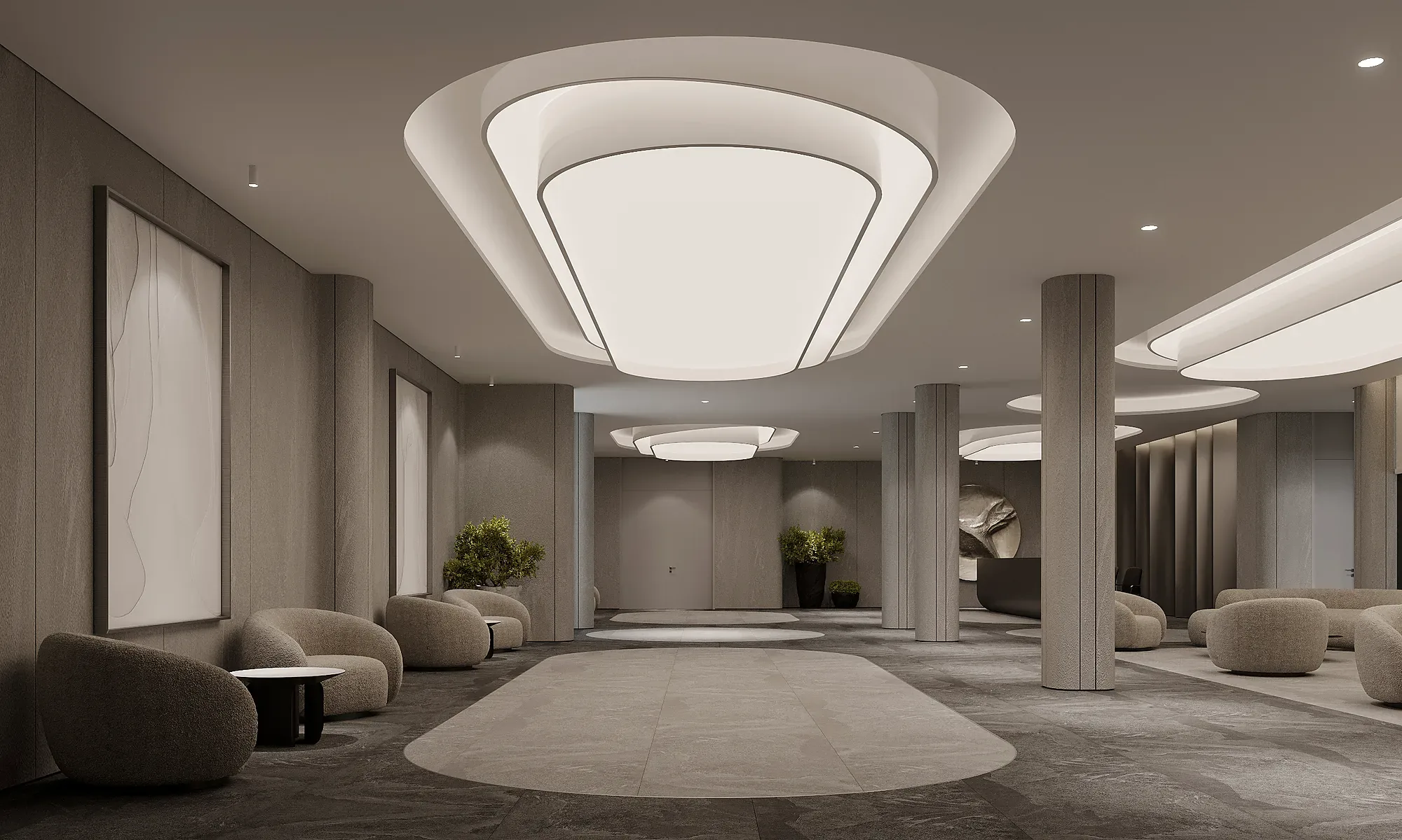 The spa lobby: seating beneath the rooflight
