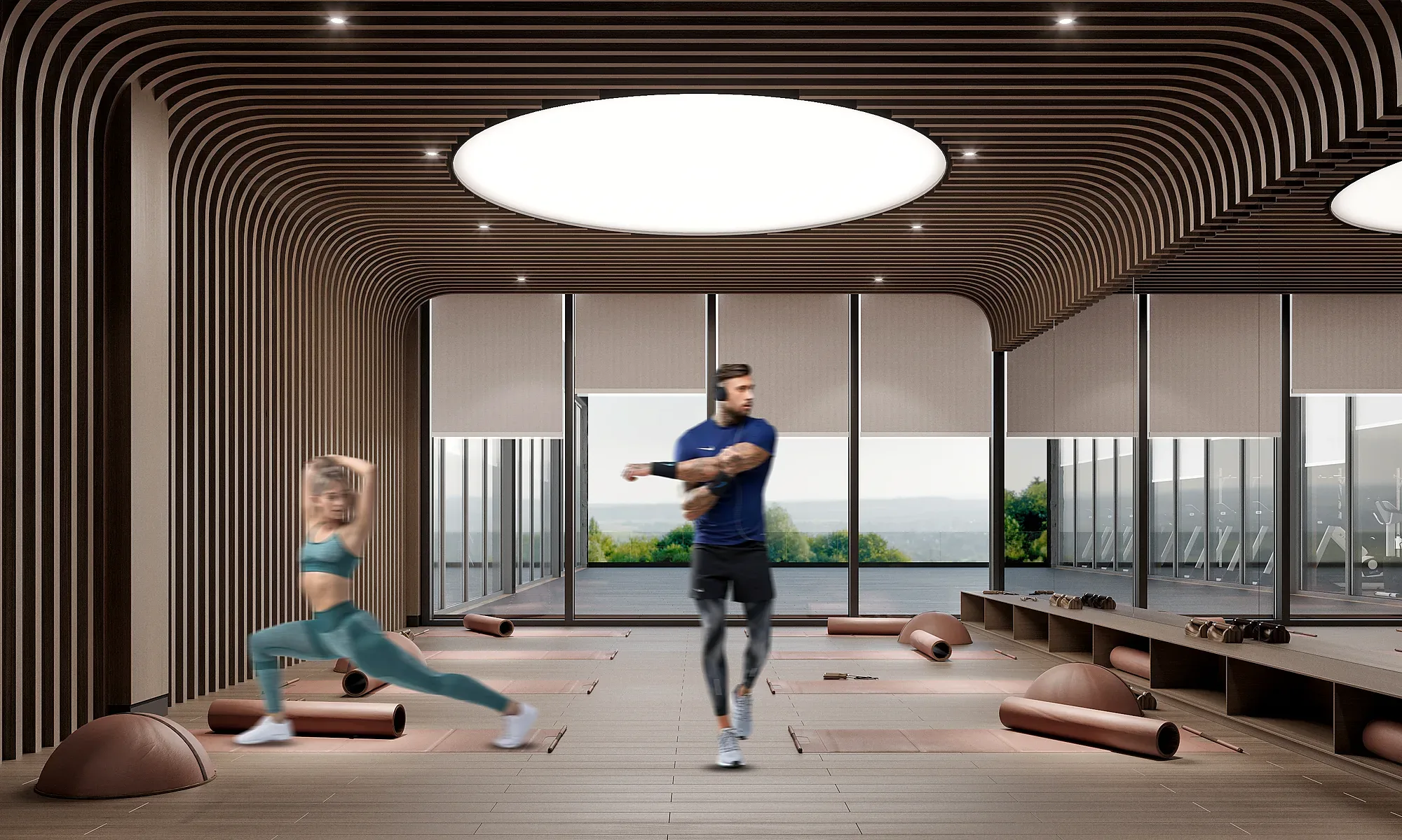 The yoga room with access to the terrace