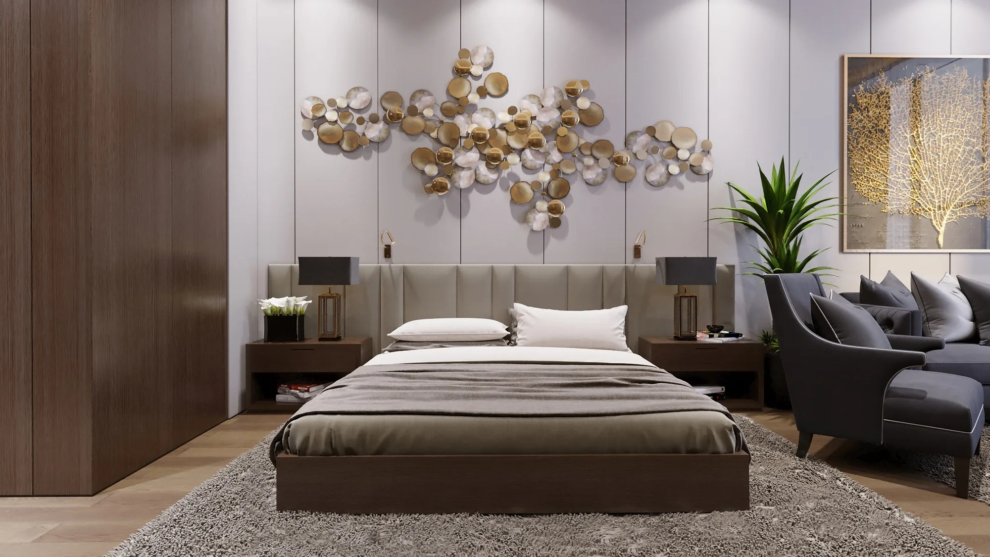 Sagbon hotel in Tashkent: a guest bedroom with an armchair — SAD studio