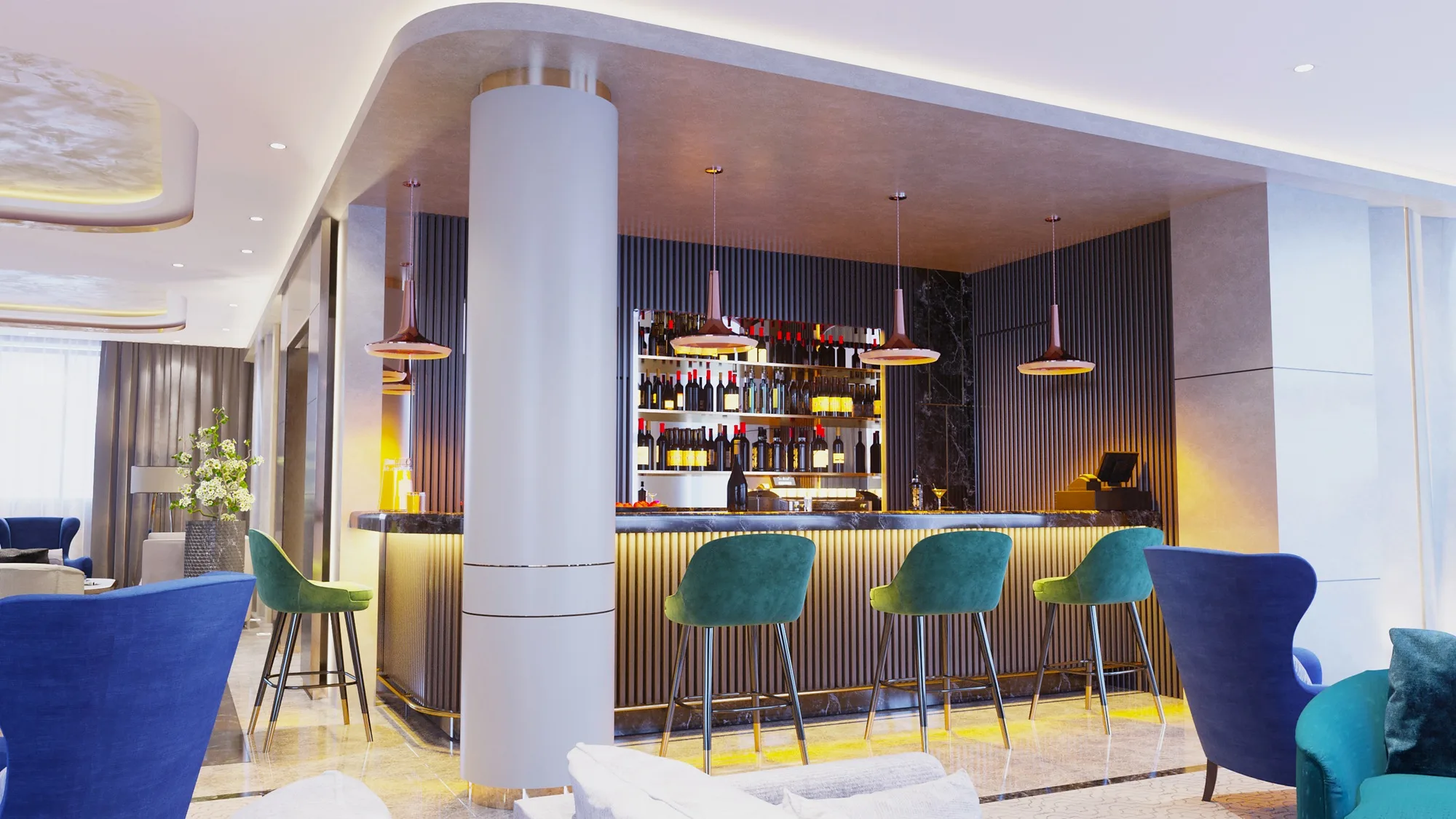 Sagbon hotel in Tashkent: the lobby bar — SAD studio
