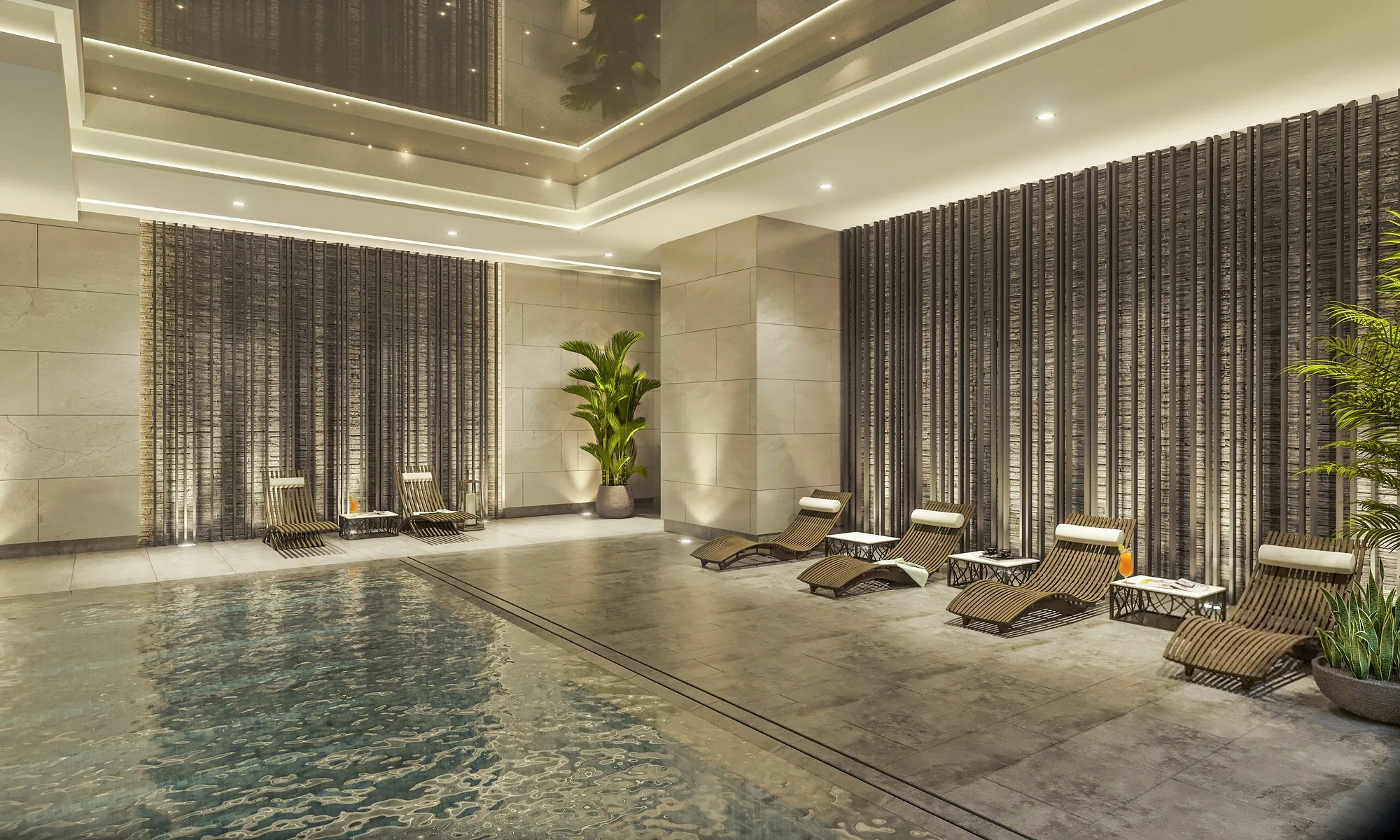 Sagbon hotel in Tashkent: the pool with loungers — SAD studio