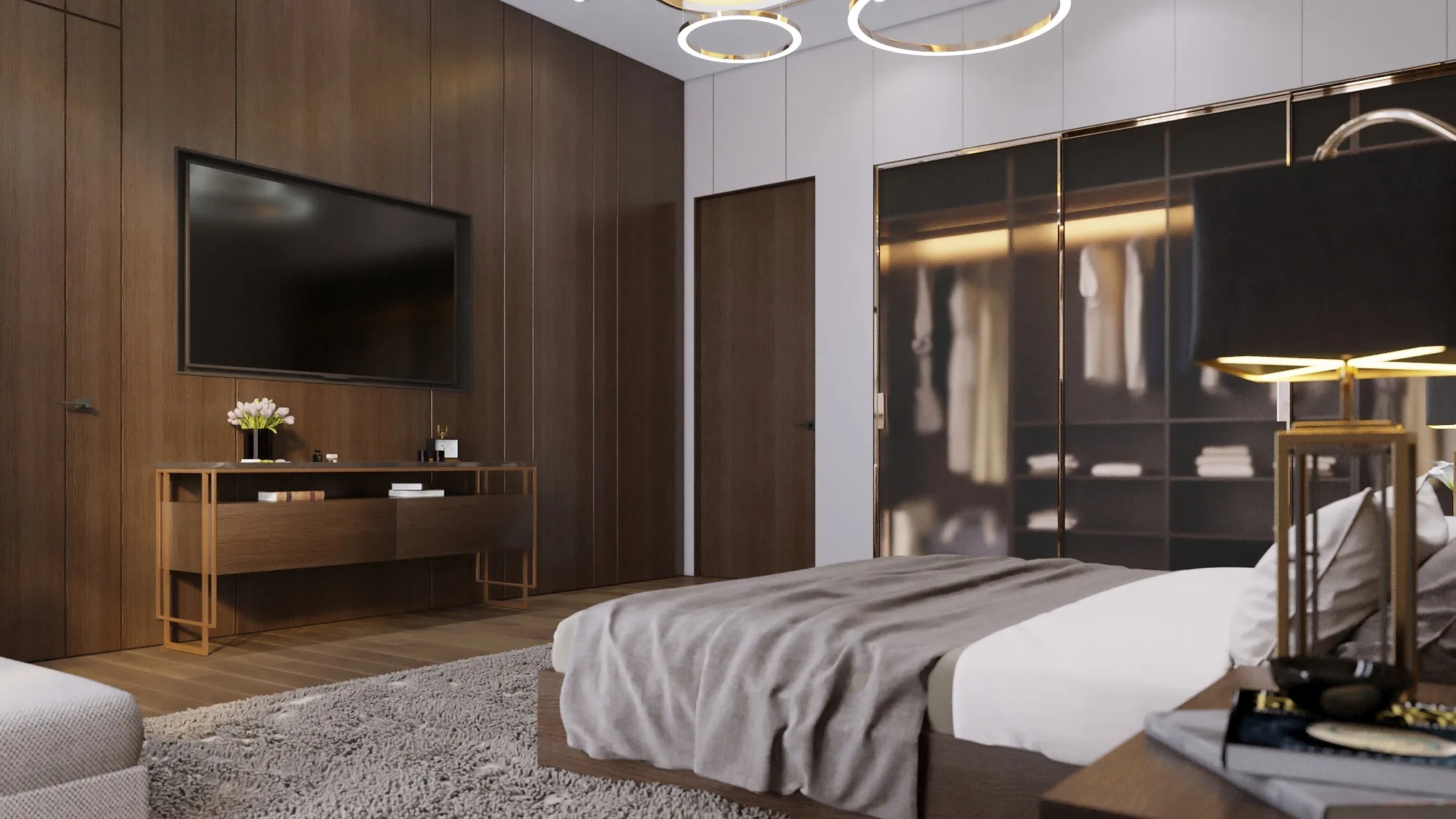 Sagbon hotel in Tashkent: a room with a TV wall and a wardrobe — SAD studio