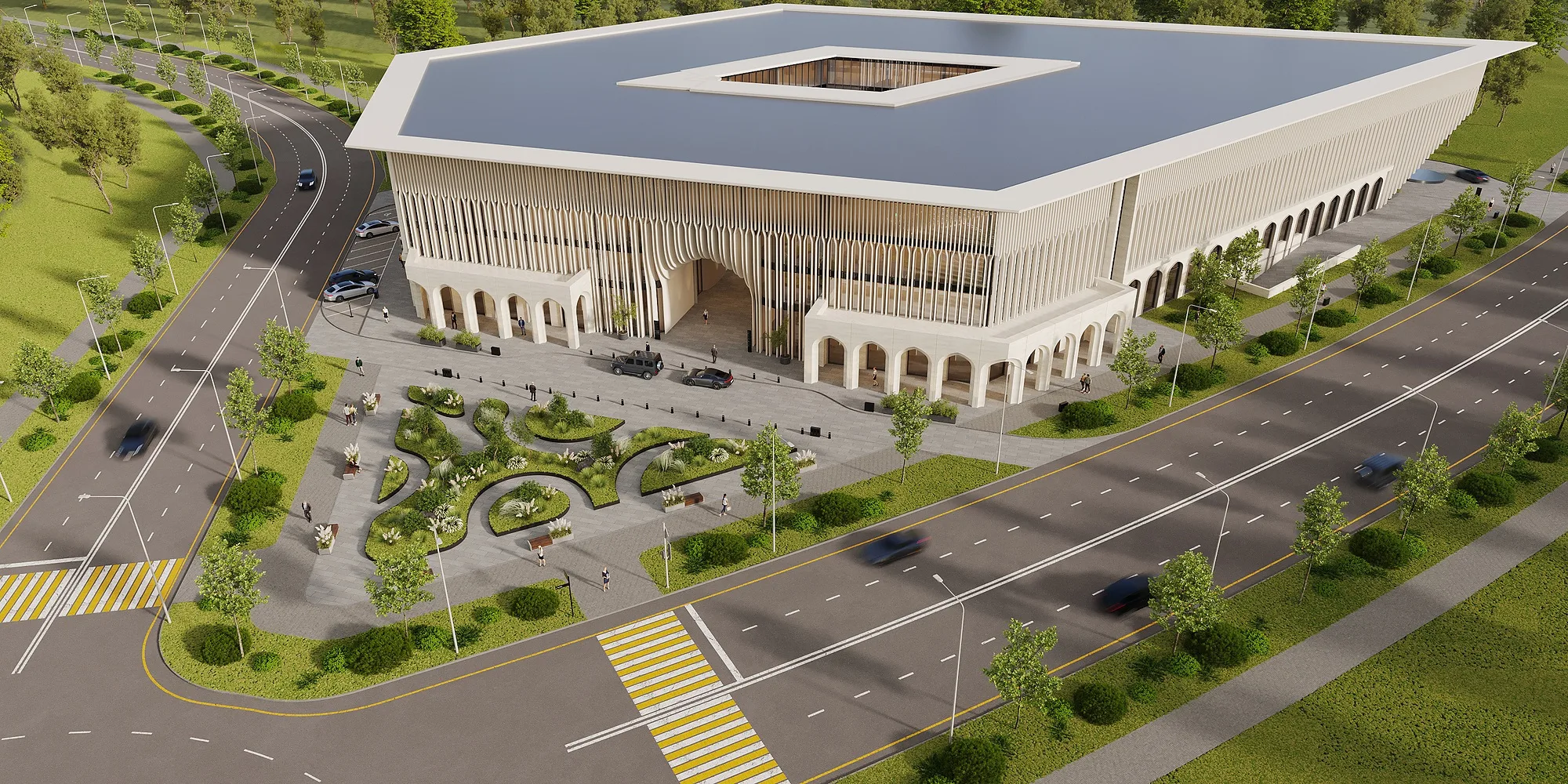 The building from above: the square plan with its courtyard