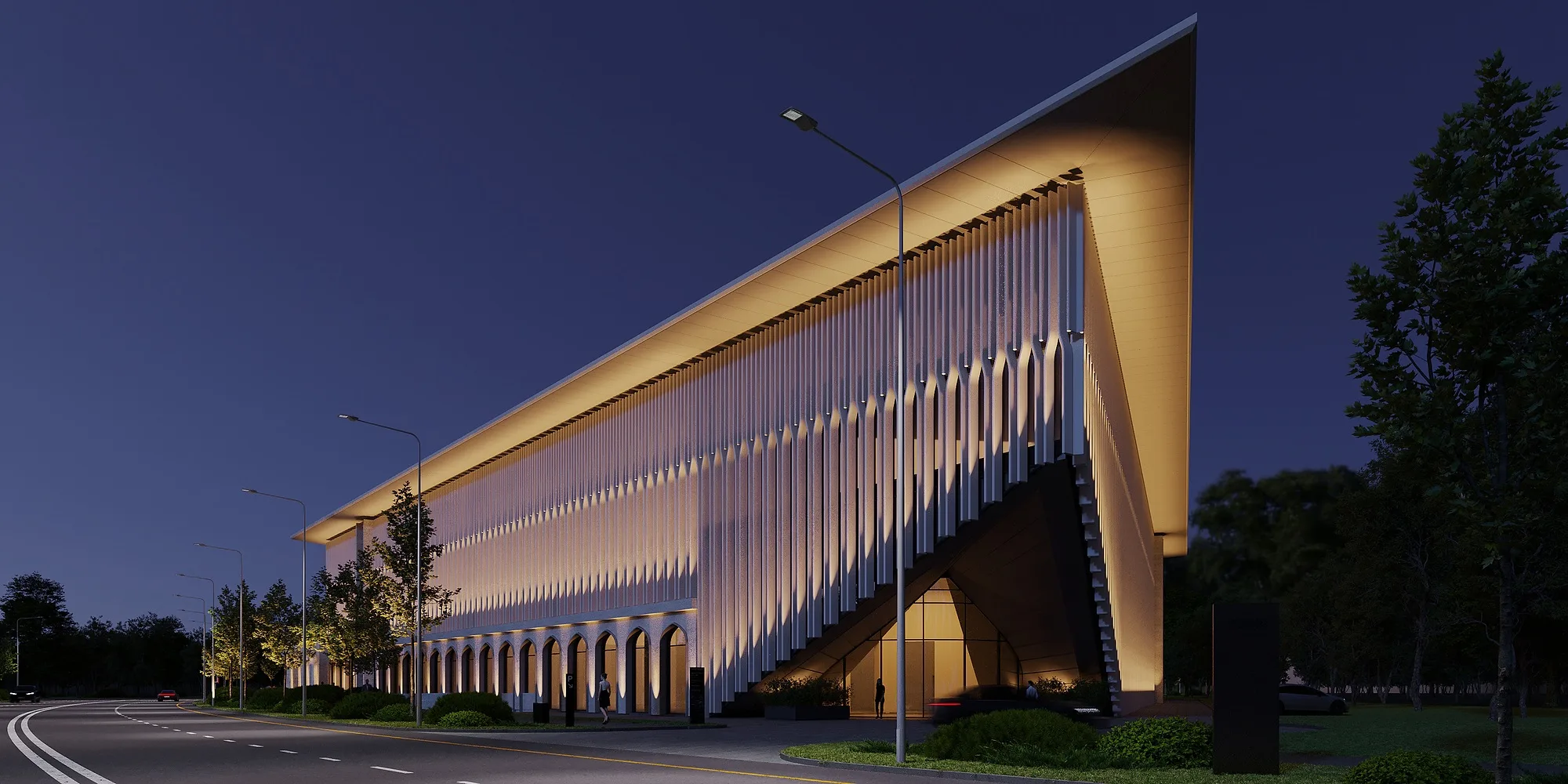 The end elevation in daylight