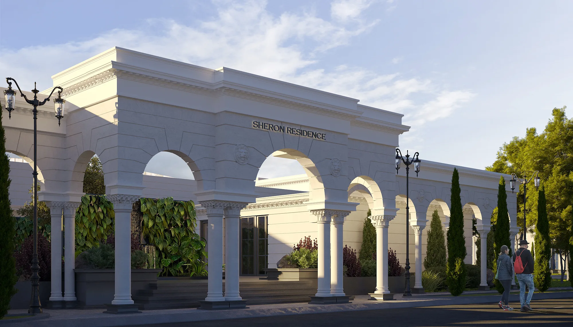 The chaikhana entrance portal at Sheron: arches, columns and vertical planting