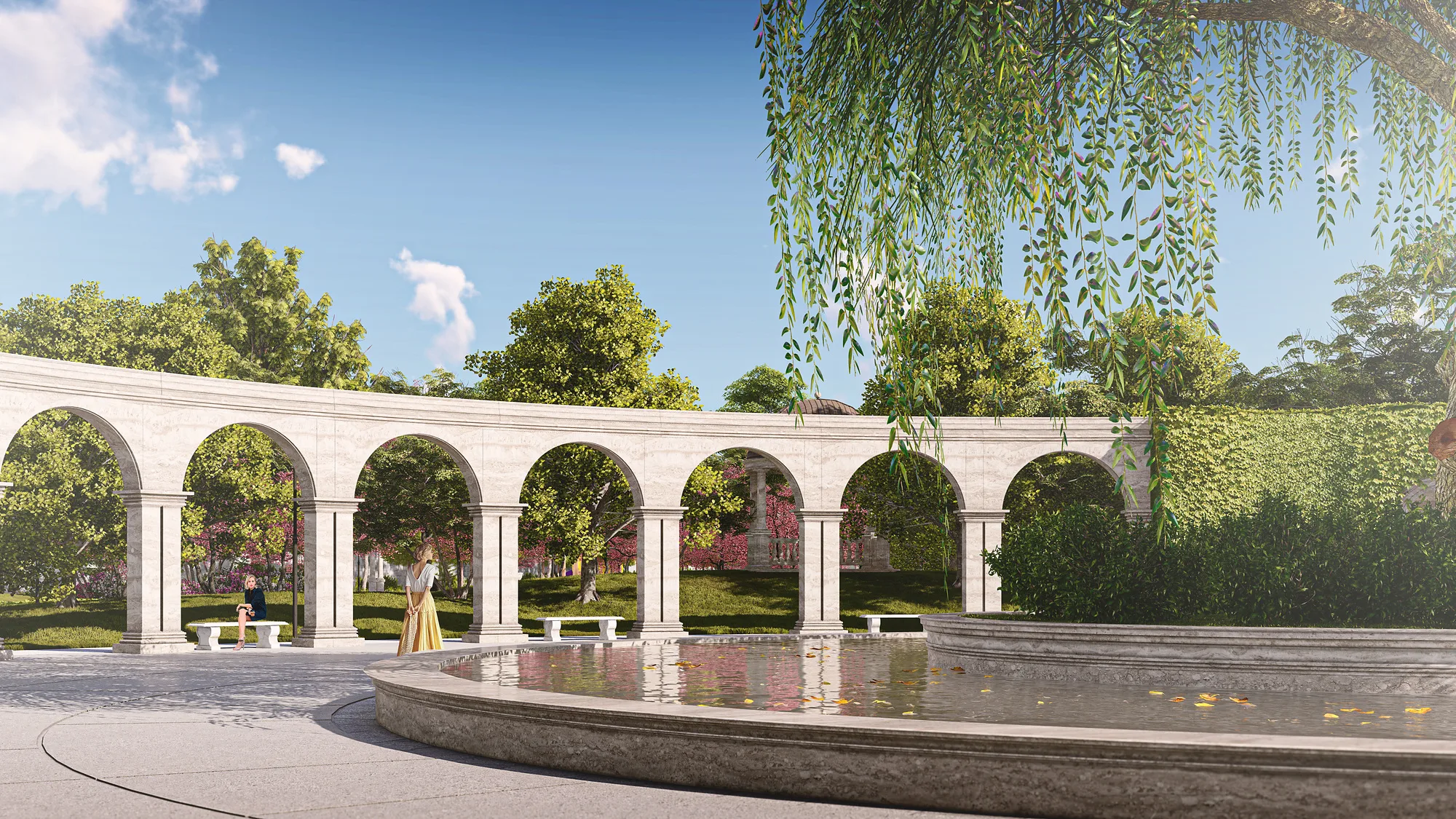 Waterside arcade in the Sheron park