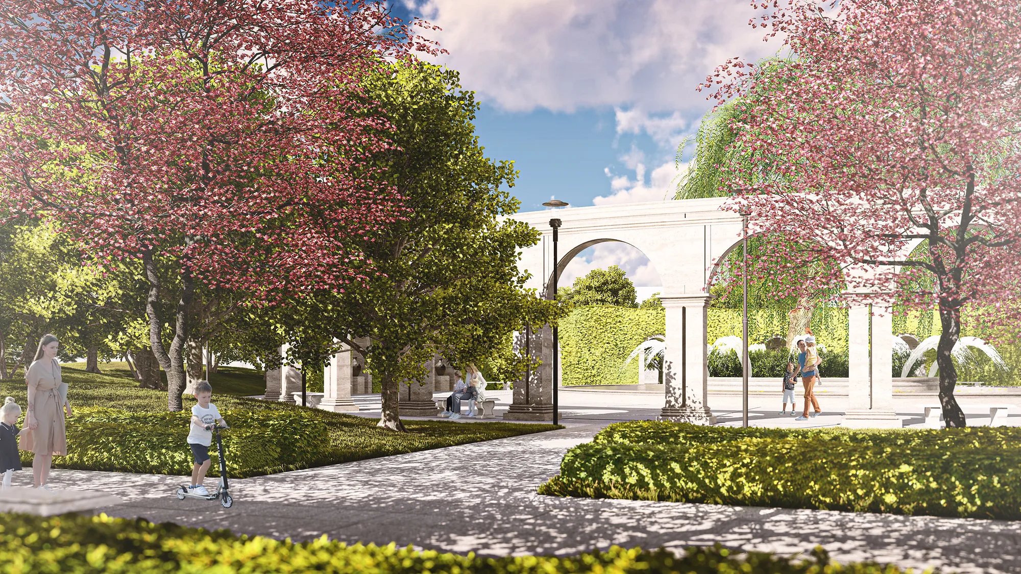 Blossom-lined alley in the Sheron park