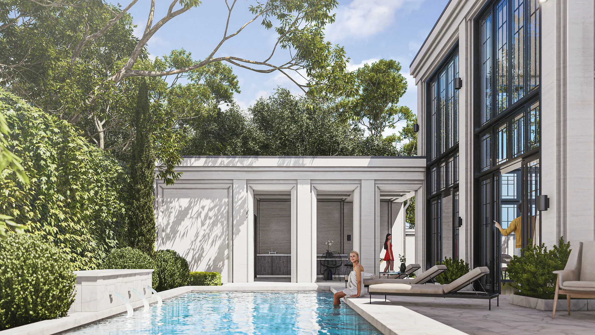 Pool and lounge area of a Sheron villa