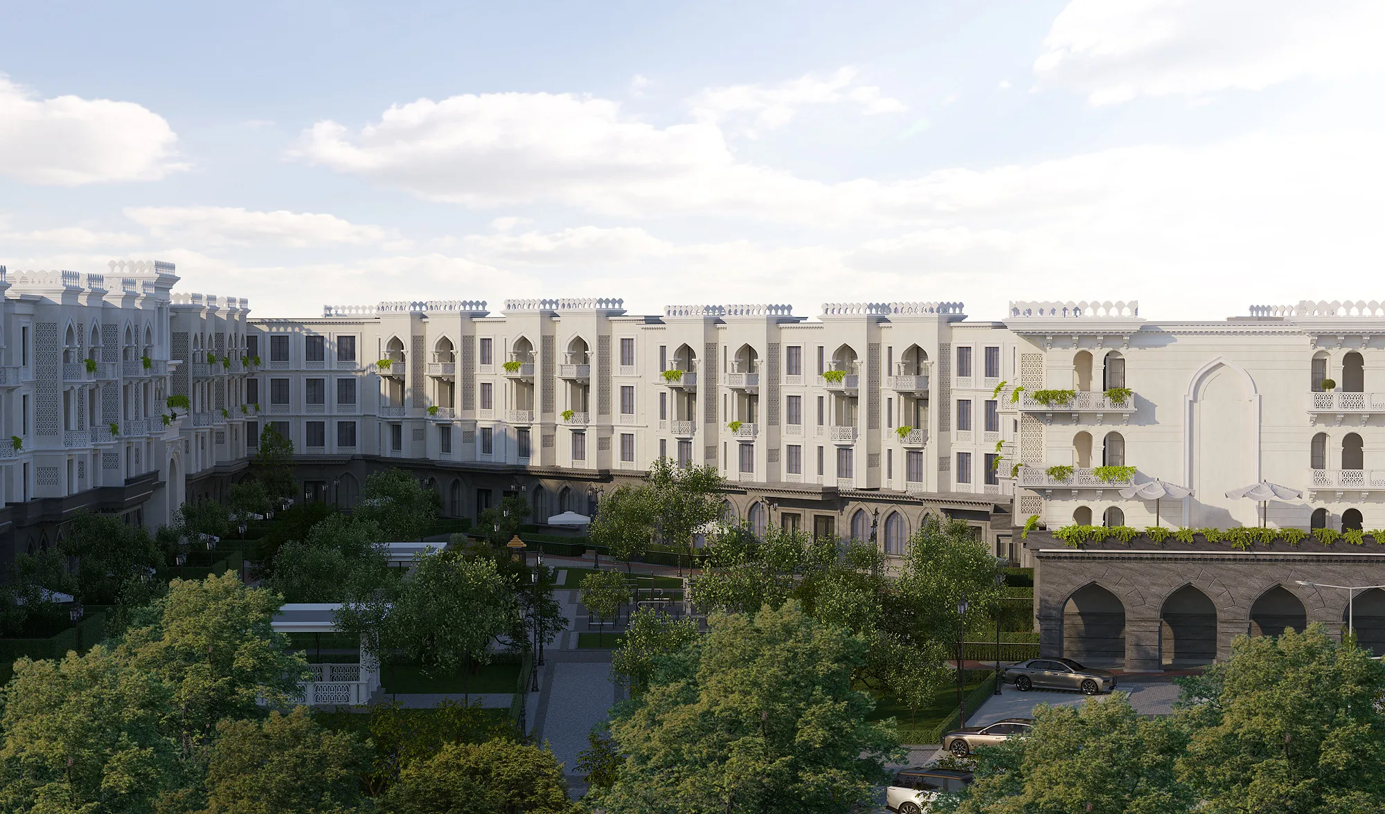 The Sheron district from above: courtyards, planting and perimeter blocks