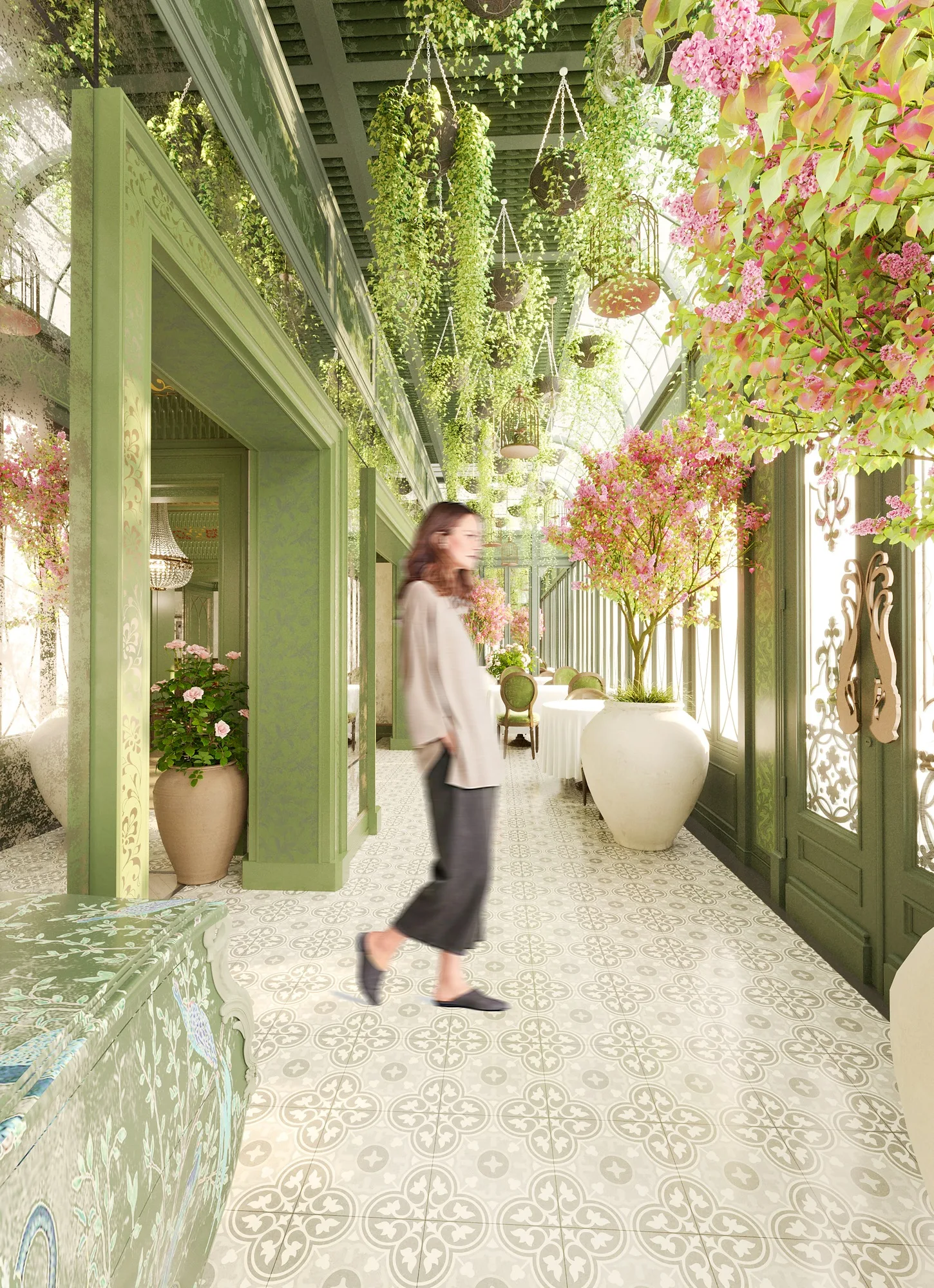 SORA restaurant in Tashkent: the gallery with hanging plants — SAD studio