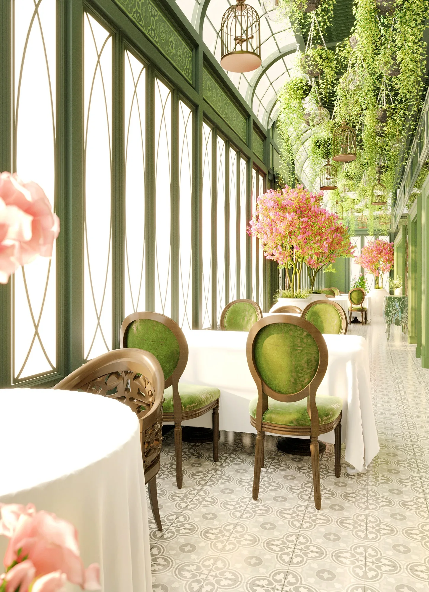 SORA restaurant in Tashkent: tables in the glazed gallery — SAD studio