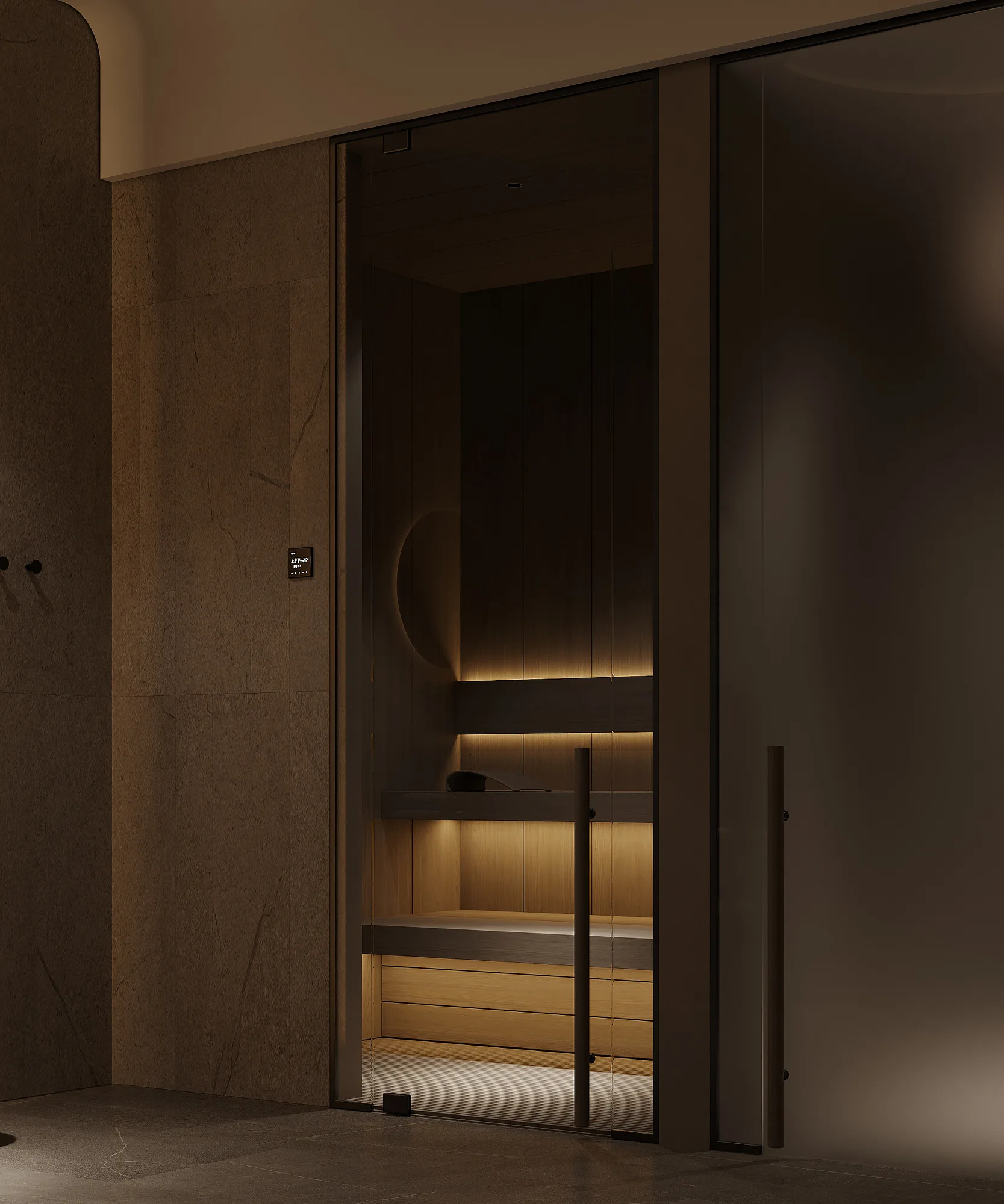 Spa interior render: sauna — SAD studio