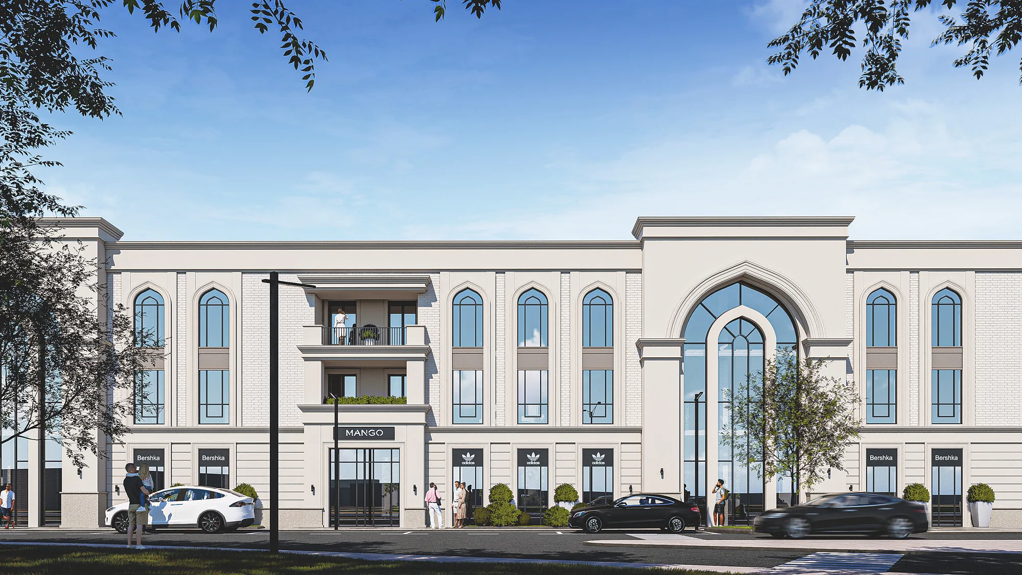 Strawberry residential quarter render: main facade with a tall window — SAD studio