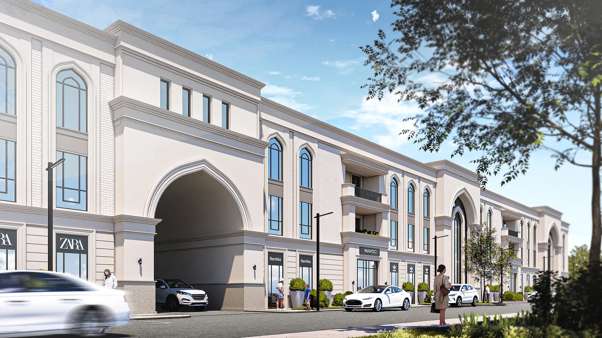 Strawberry residential quarter render: archway into the courtyard — SAD studio