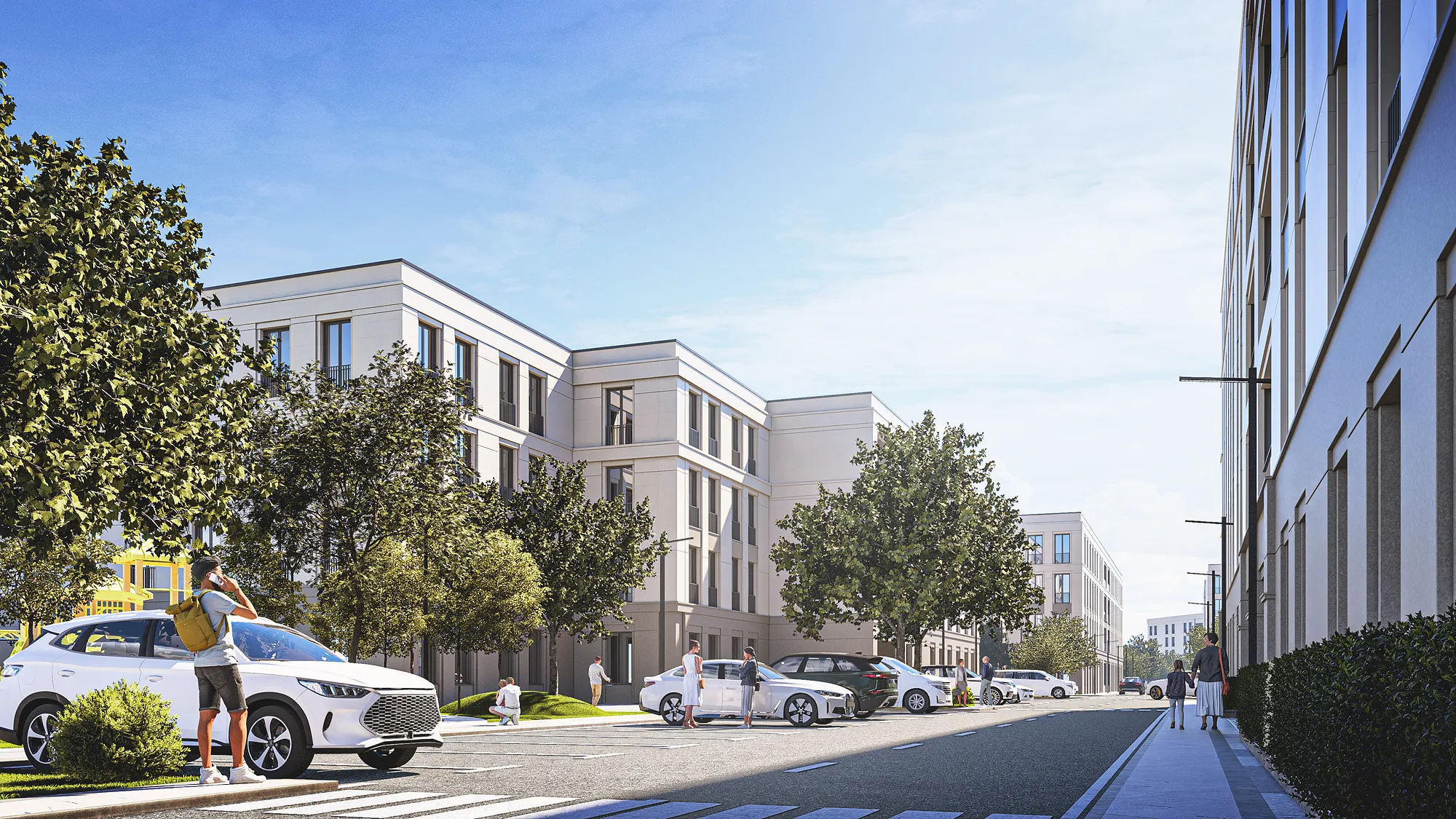 Strawberry residential quarter render: street inside the quarter — SAD studio