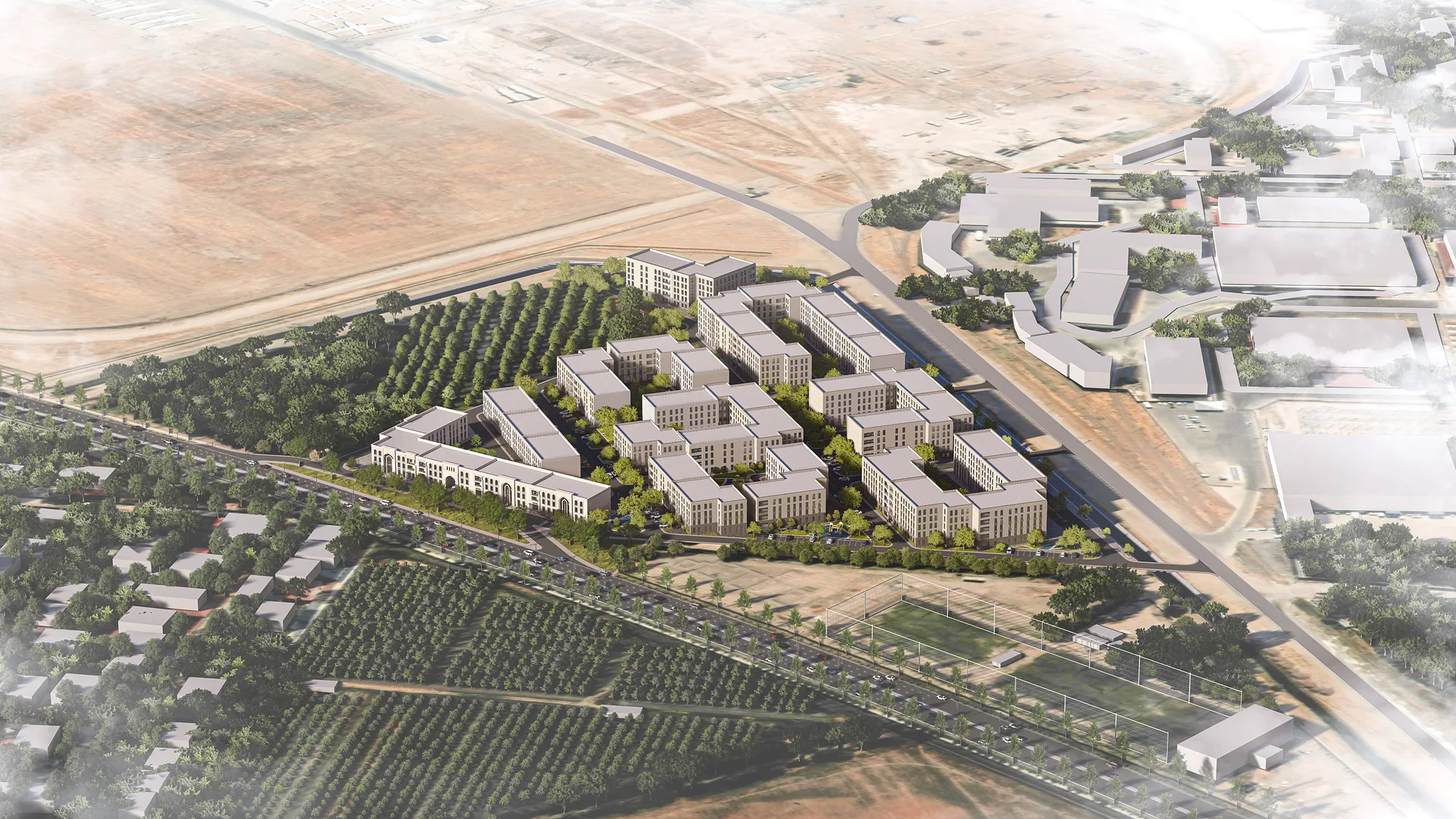 Strawberry residential quarter render: the quarter from above — SAD studio