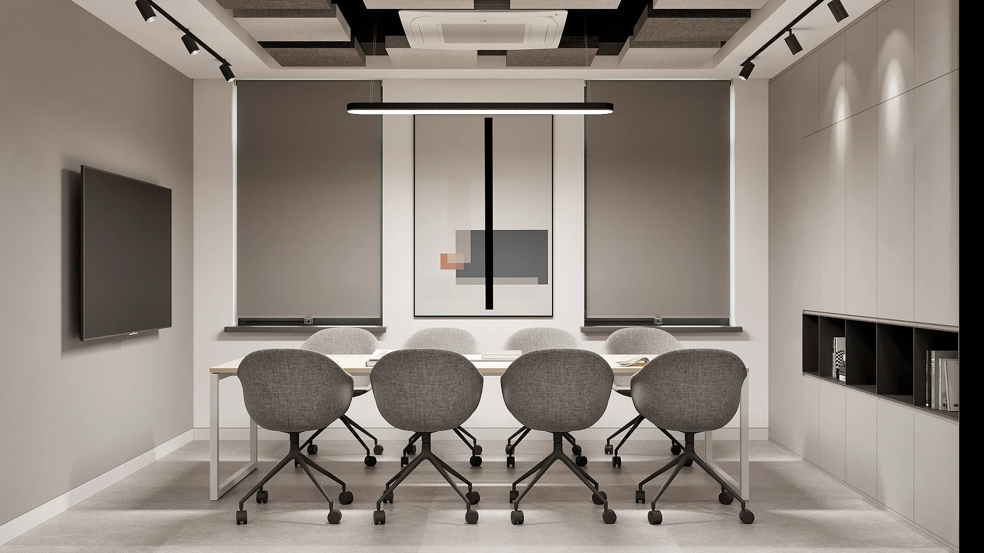 SWIXX office render: eight-seat meeting room — SAD studio